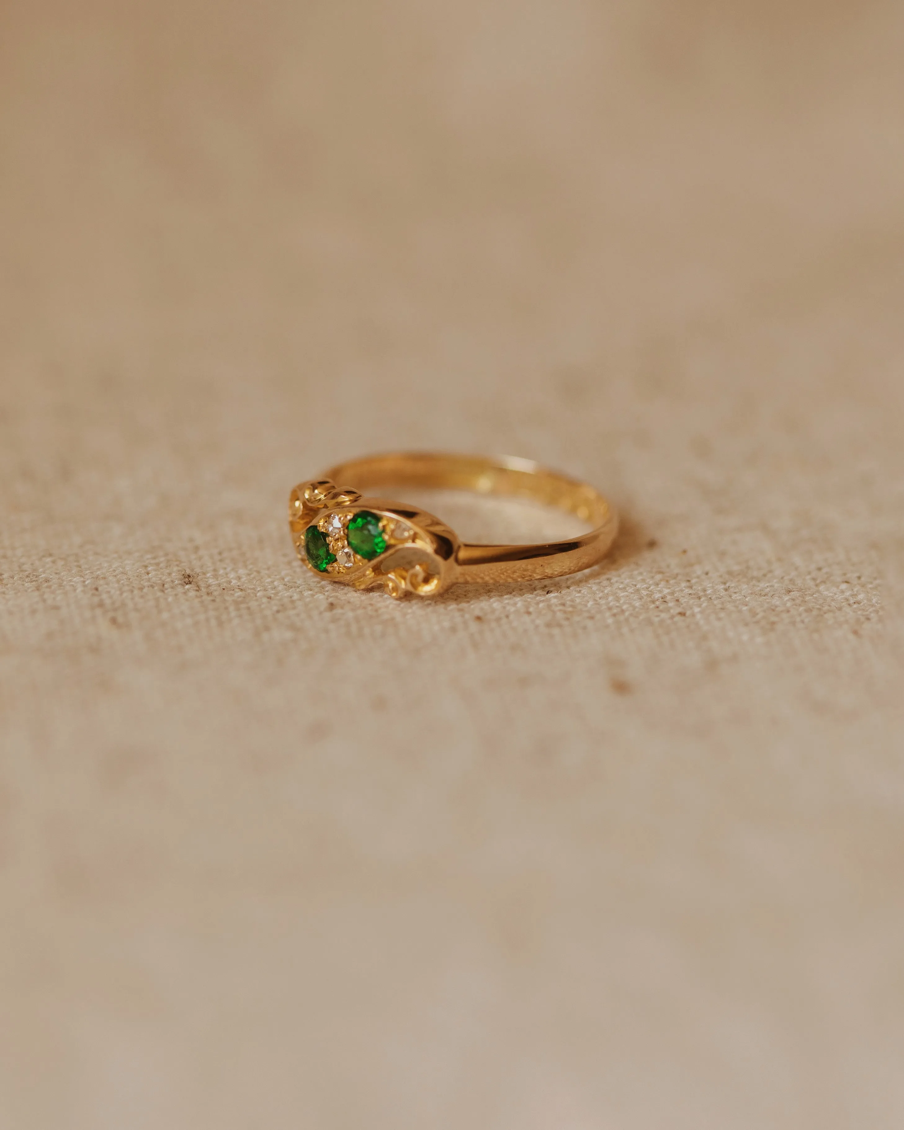 Clover 1916 18ct Gold Green Garnet & Diamond Ring sold by Rock n Rose product image thumbnail 3
