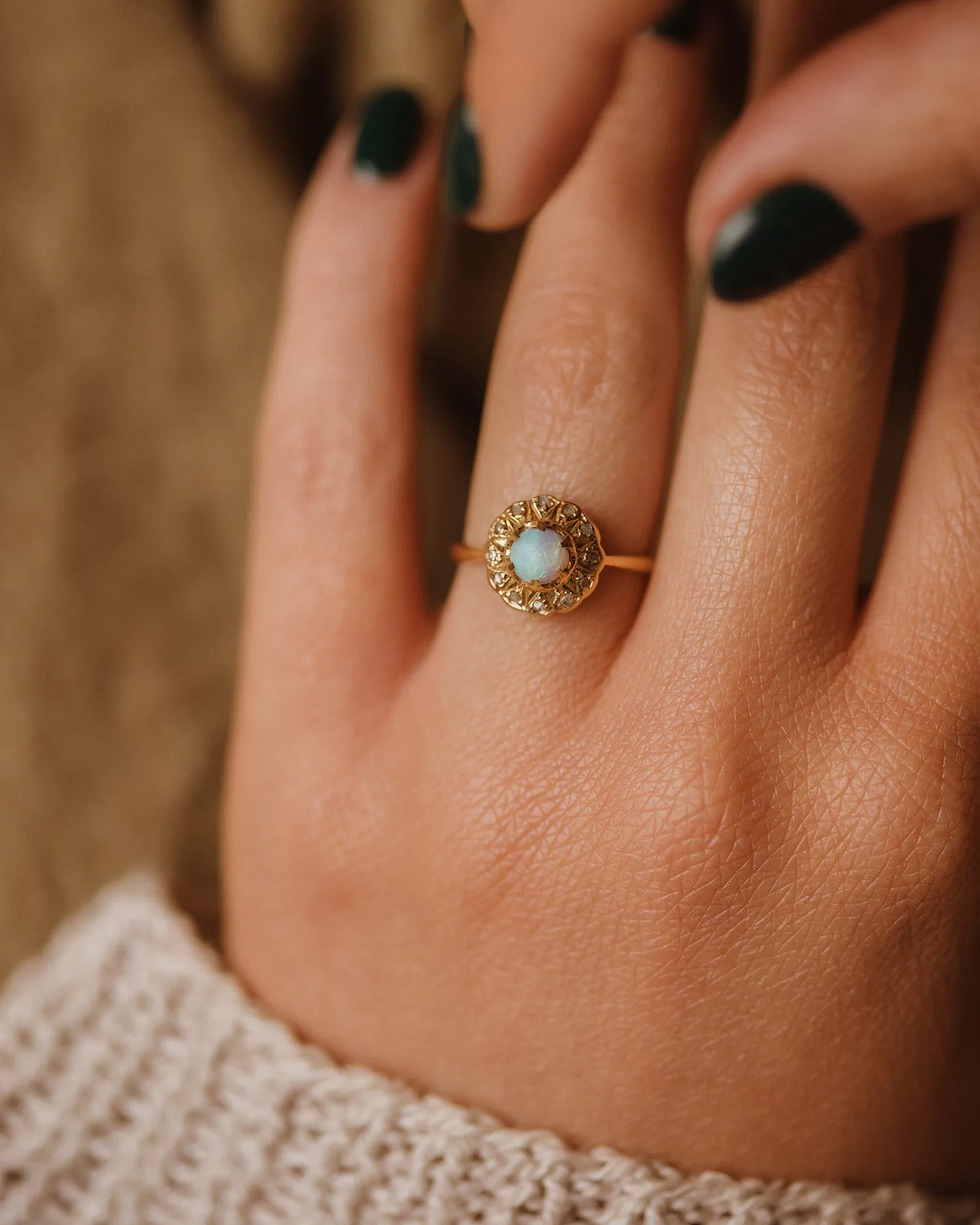 Janie Vintage 18ct Gold Opal & Diamond Ring sold by Rock n Rose
