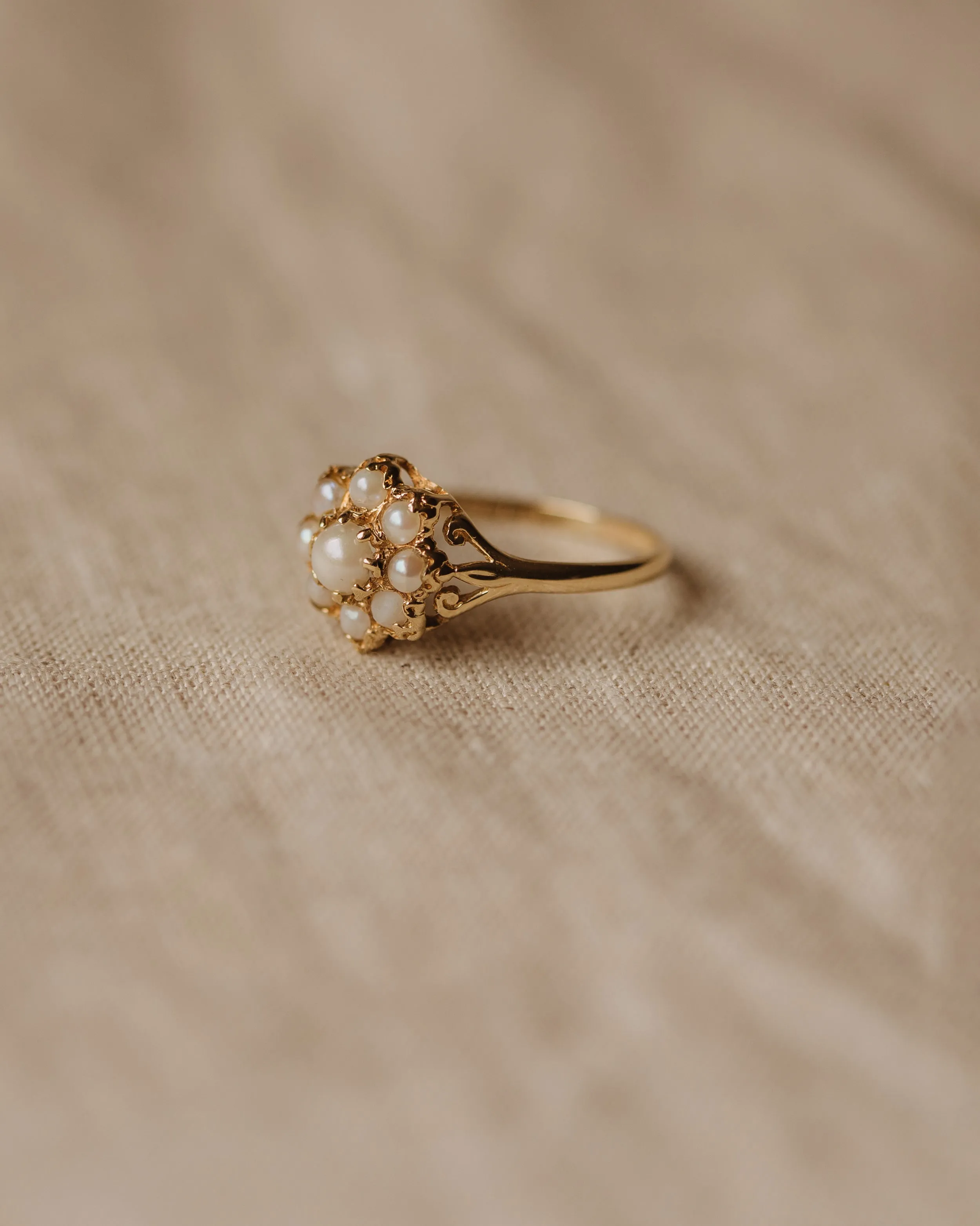 Maria Vintage 9ct Gold Pearl Flower Cluster Ring sold by Rock n Rose product image thumbnail 4