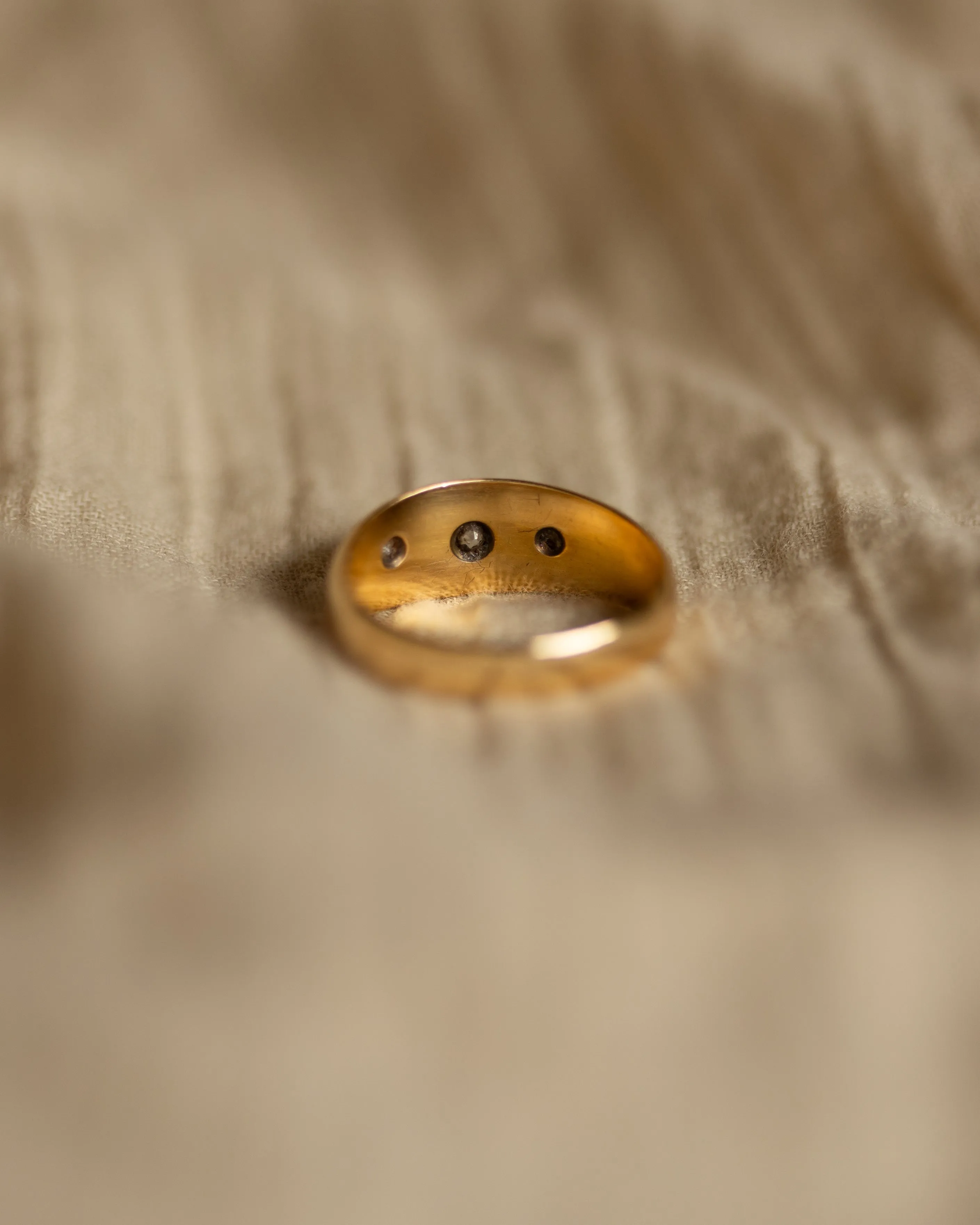 Althea 1908 Antique 18ct Gold Star Set Diamond Trilogy Ring sold by Rock n Rose product image thumbnail 5