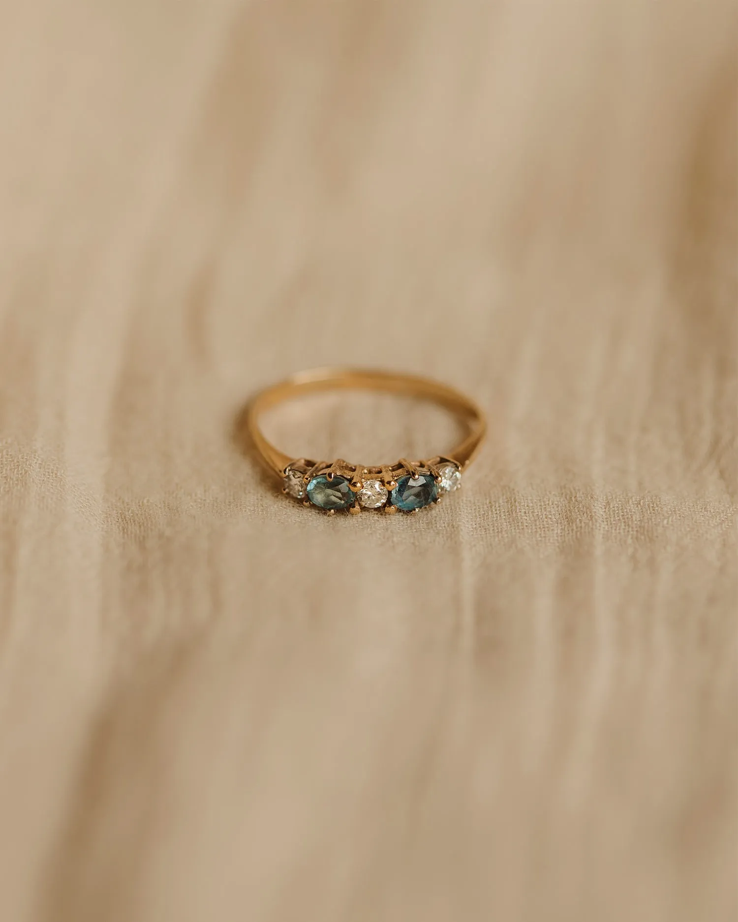 Edith 1989 9ct Gold Blue Topaz & Diamond Ring sold by Rock n Rose product image thumbnail 2