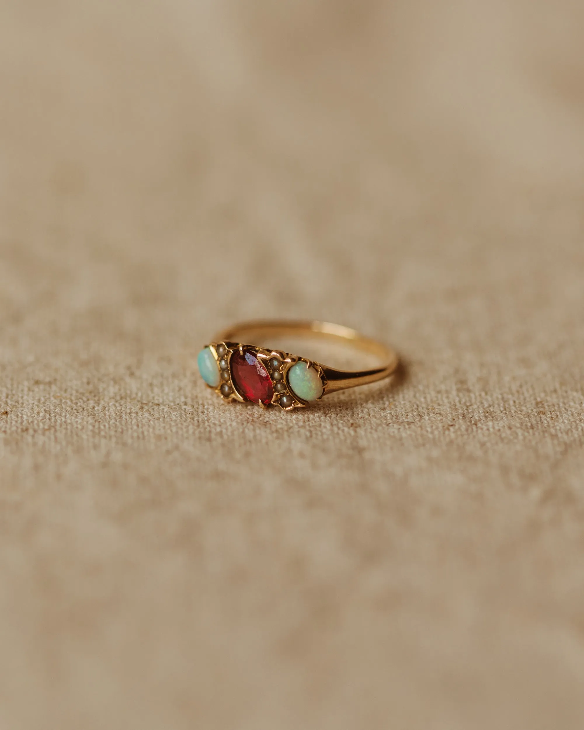 Rosie Antique 18ct Gold Ruby, Opal & Pearl Ring sold by Rock n Rose product image thumbnail 3