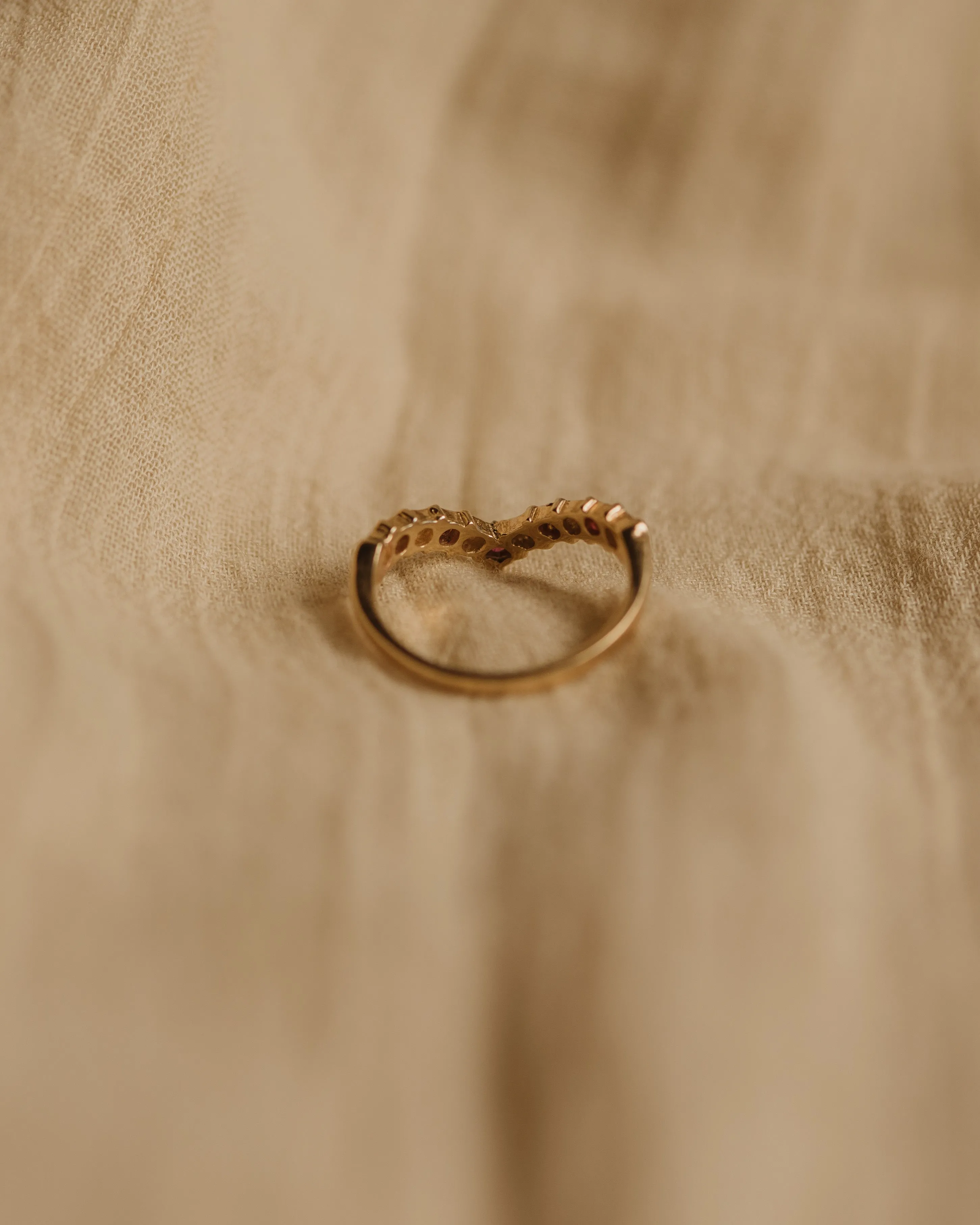 Callie Vintage 9ct Gold Ruby & Diamond Wishbone Ring sold by Rock n Rose product image thumbnail 4