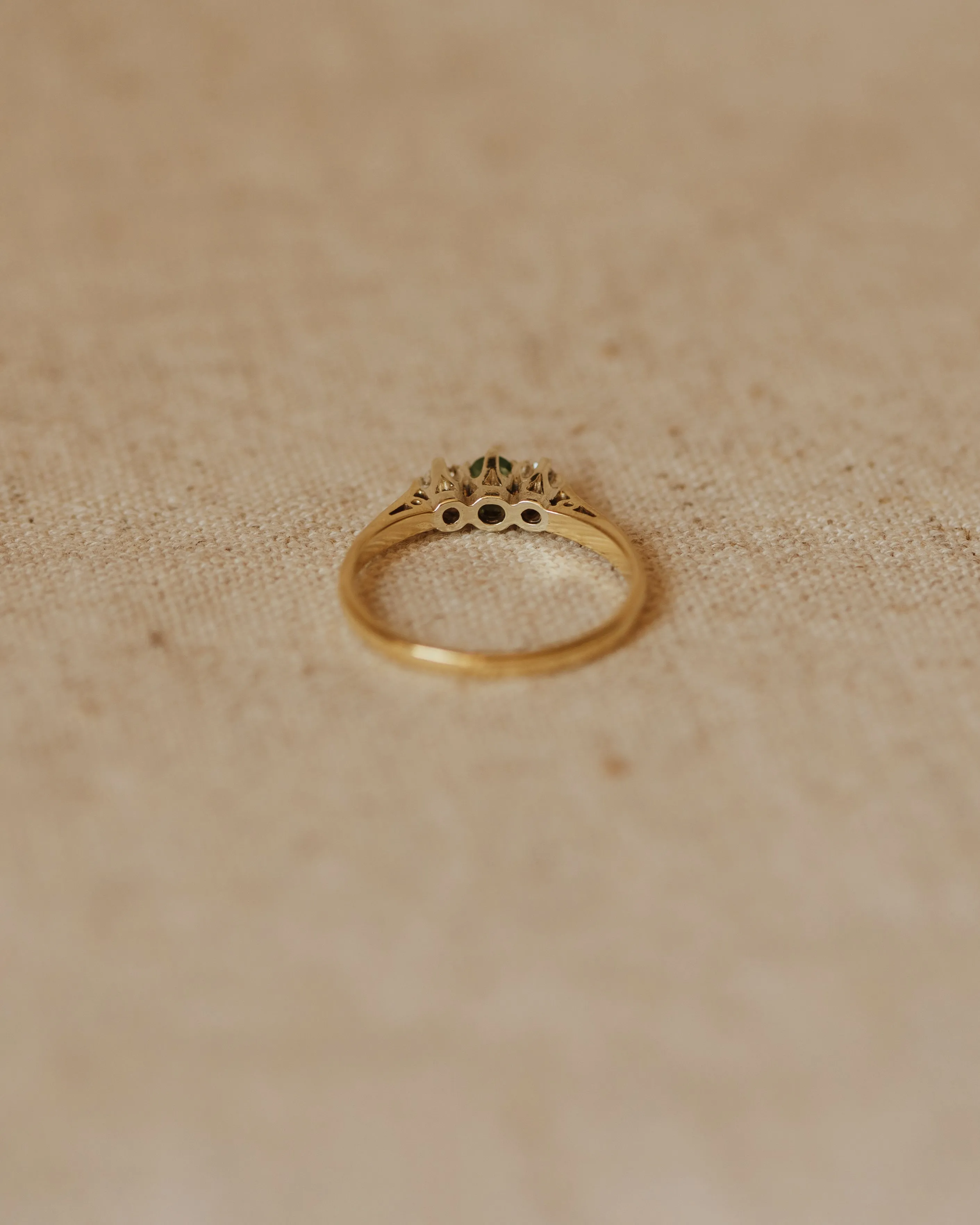 Isla 1987 9ct Gold Emerald & Diamond Trilogy Ring sold by Rock n Rose product image thumbnail 4