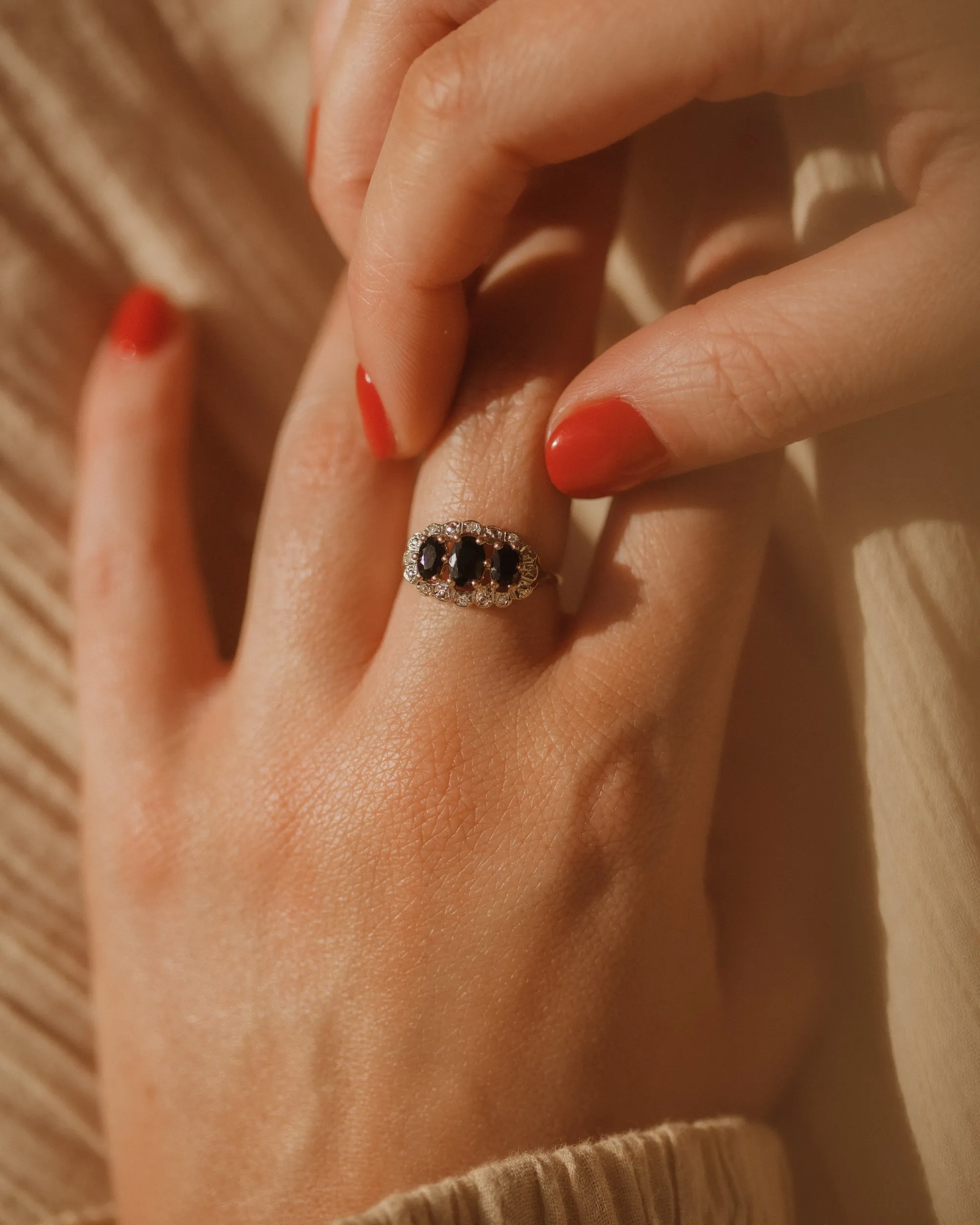 Lillian Vintage 9ct Gold Sapphire & Diamond Ring sold by Rock n Rose