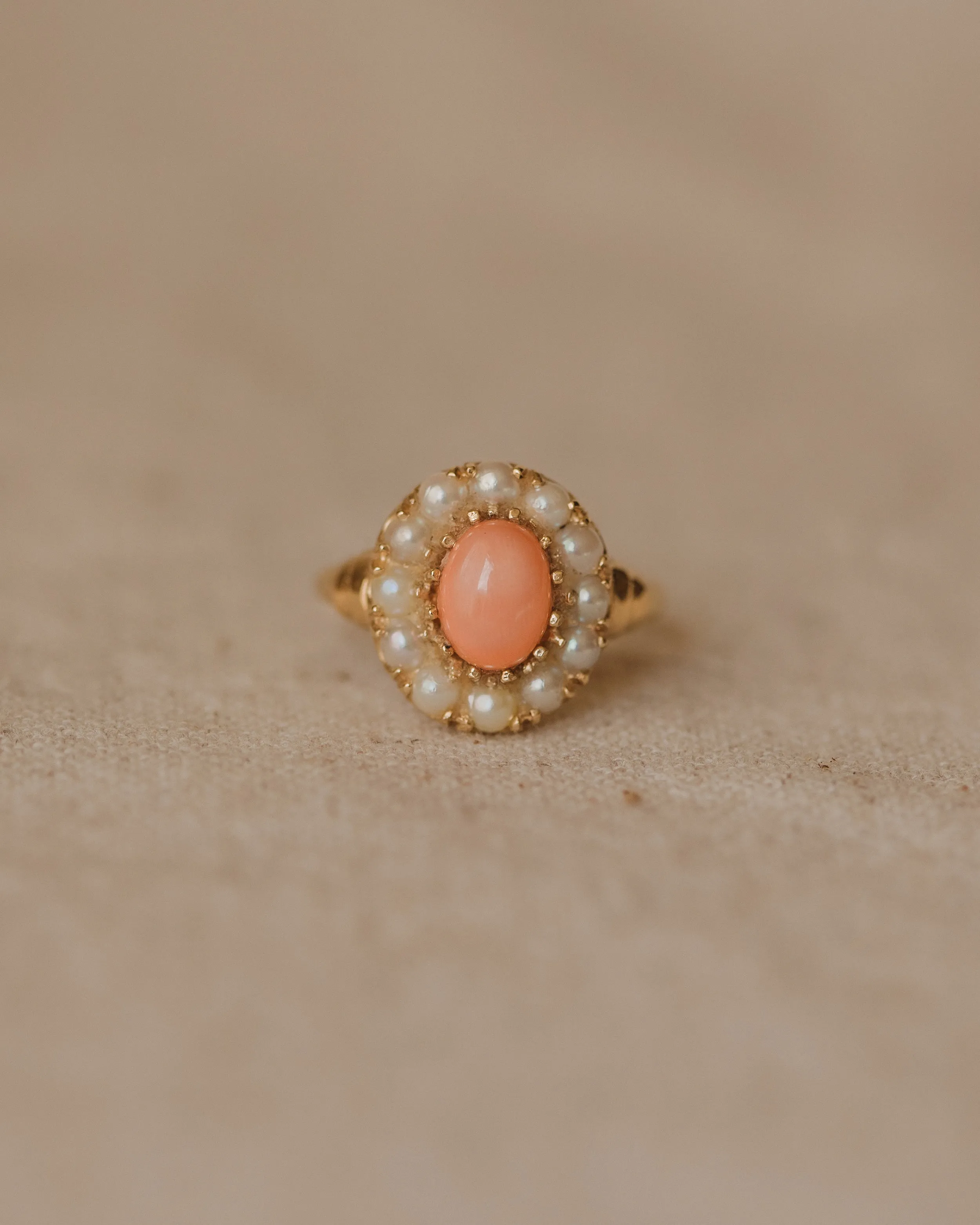 Blythe 1964 9ct Gold Coral & Pearl Cluster Ring sold by Rock n Rose product image thumbnail 3