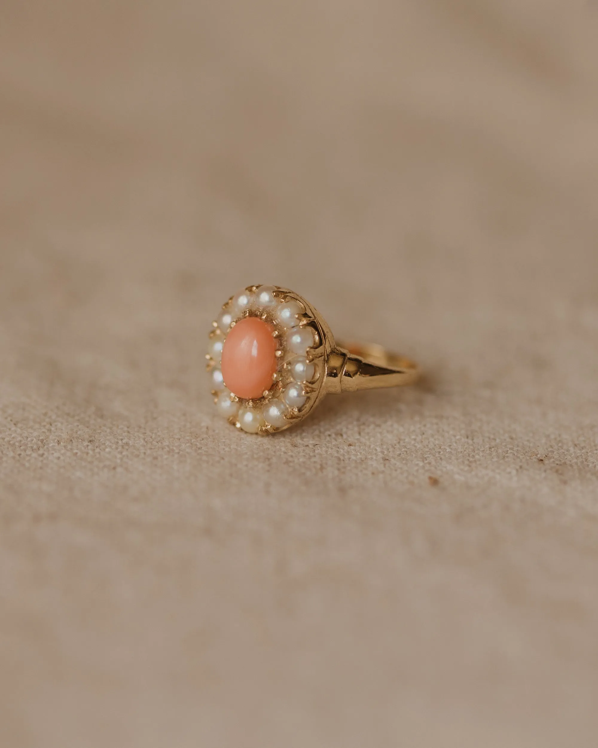 Blythe 1964 9ct Gold Coral & Pearl Cluster Ring sold by Rock n Rose product image thumbnail 4