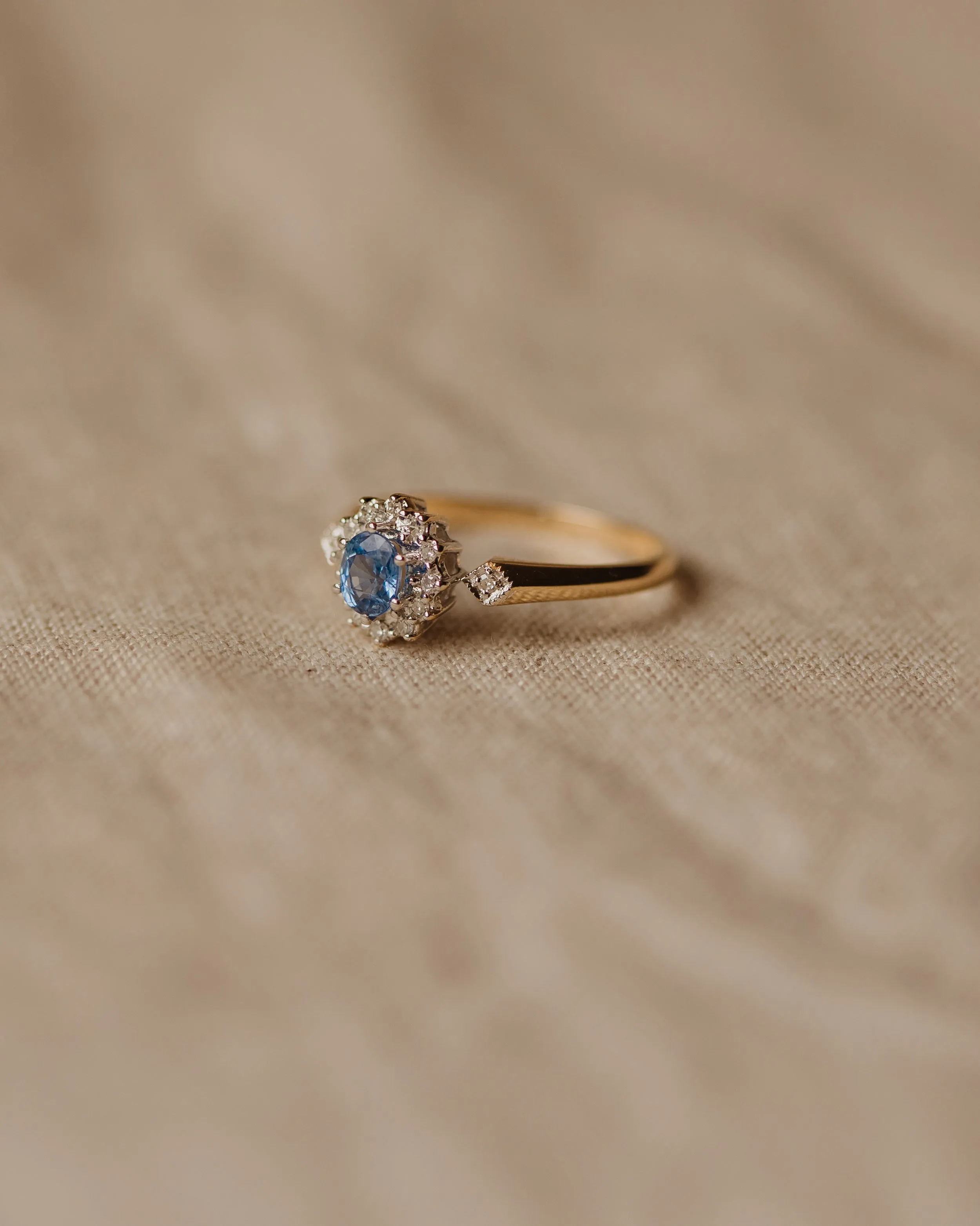 Maggie 1990 9ct Gold Blue Topaz & Diamond Cluster Ring sold by Rock n Rose product image thumbnail 3