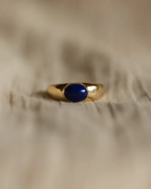 Rena Vintage 9ct Gold Lapis Lazuli Solitaire Ring sold by Rock n Rose