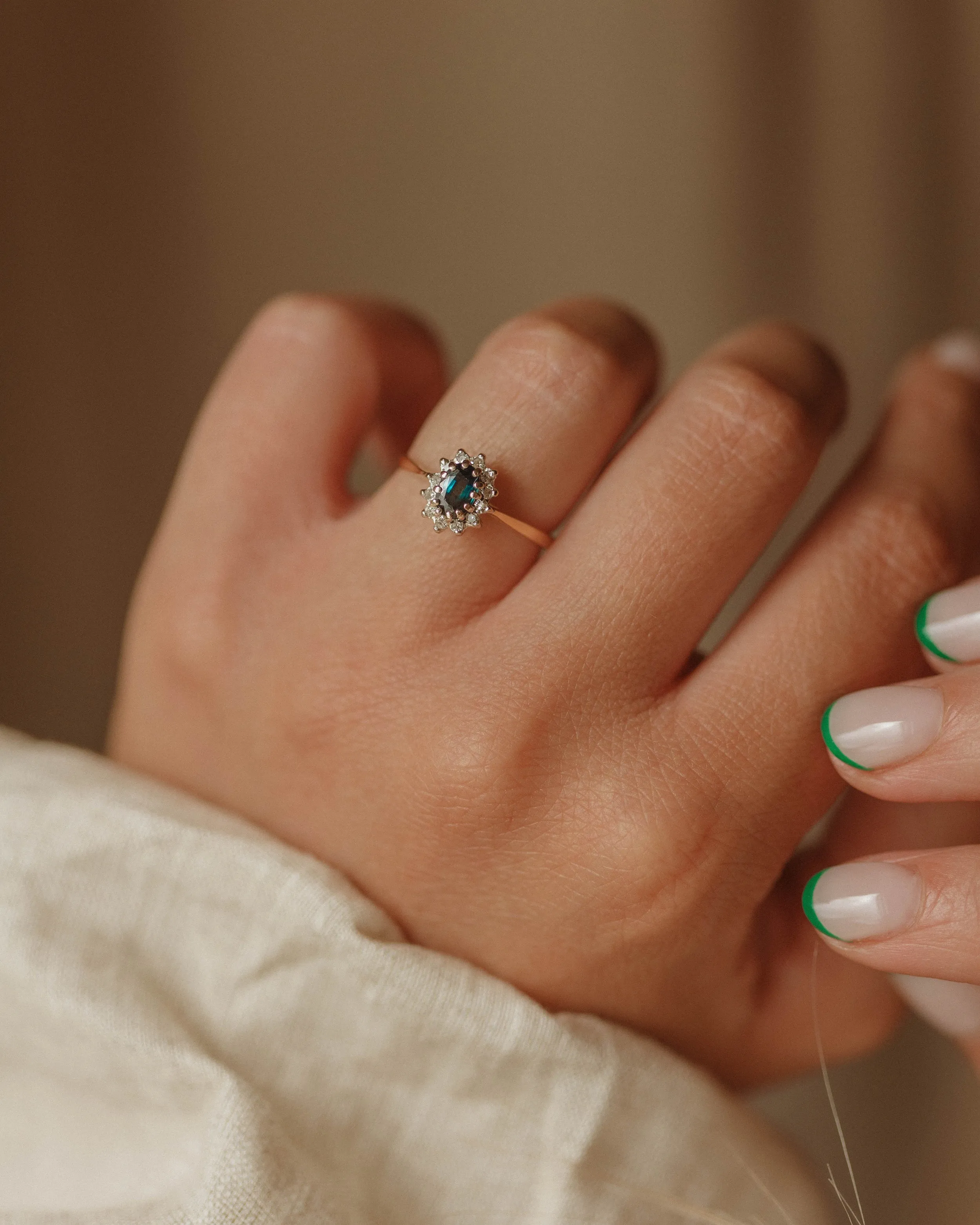 Dorothy 1985 18ct Gold Sapphire & Diamond Cluster Ring sold by Rock n Rose product image thumbnail 3