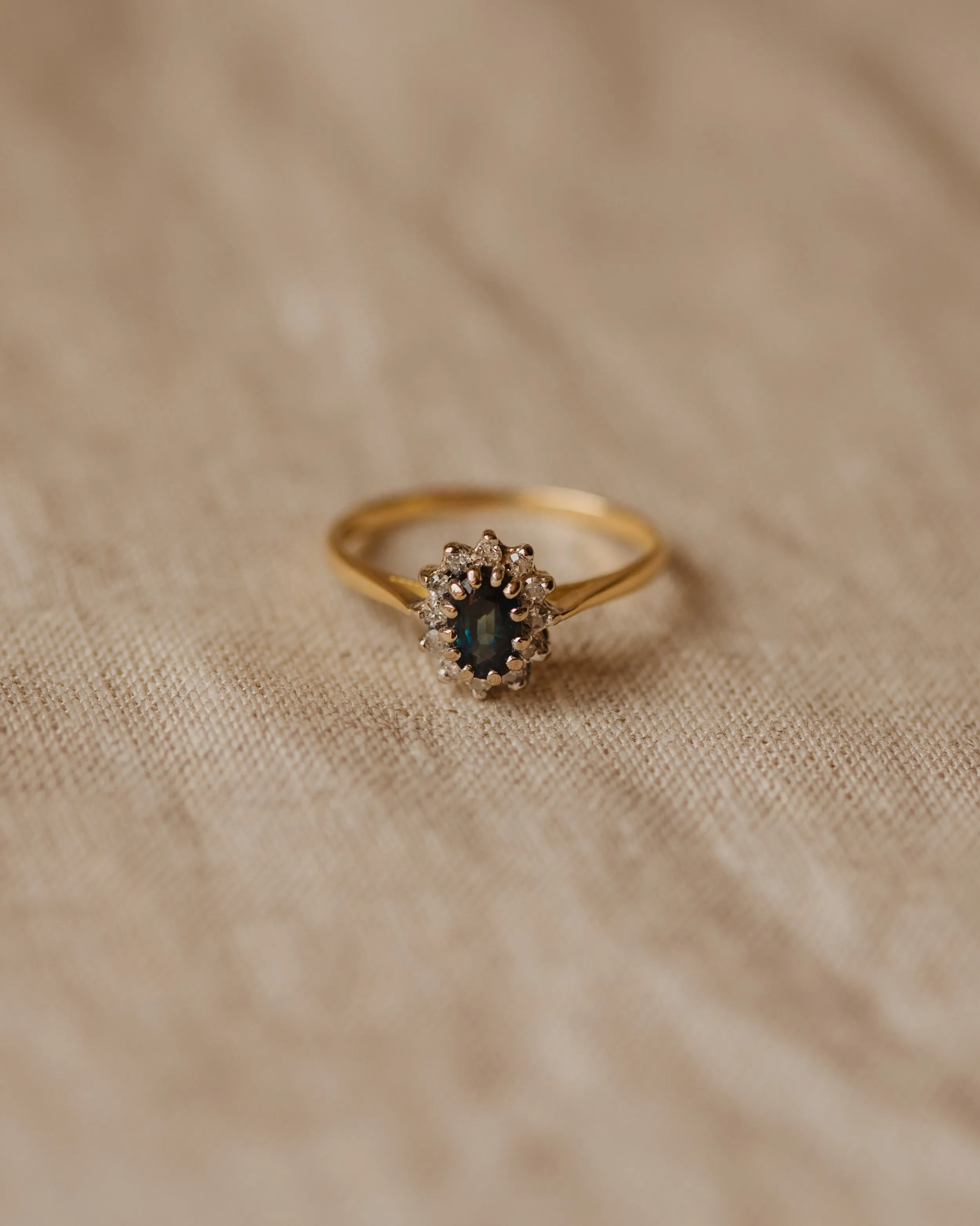 Dorothy 1985 18ct Gold Sapphire & Diamond Cluster Ring sold by Rock n Rose product image thumbnail 2