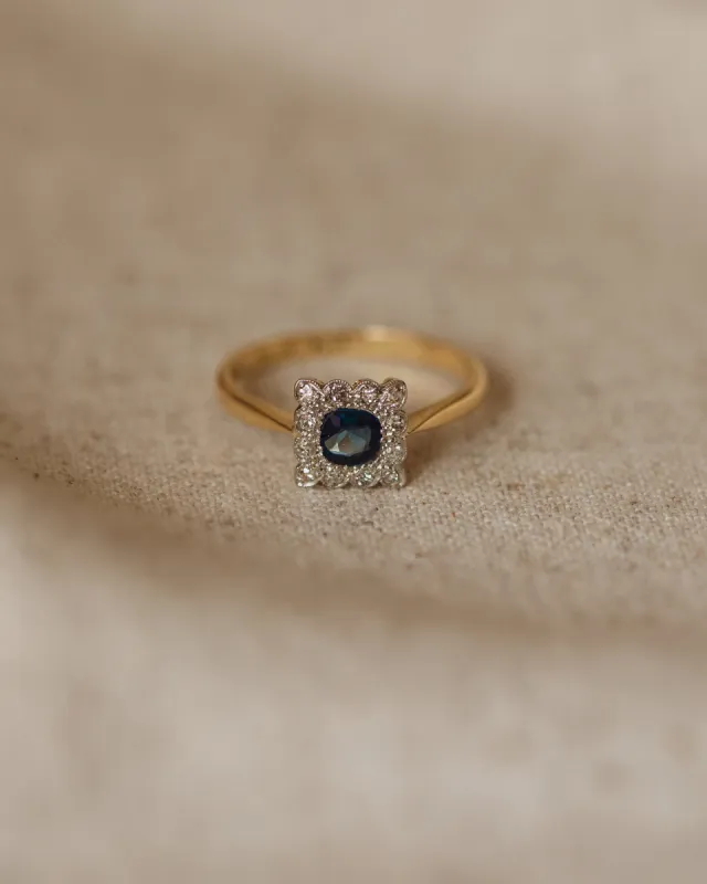 Ernestine Vintage Art Deco 18ct Gold Sapphire & Diamond Ring sold by Rock n Rose