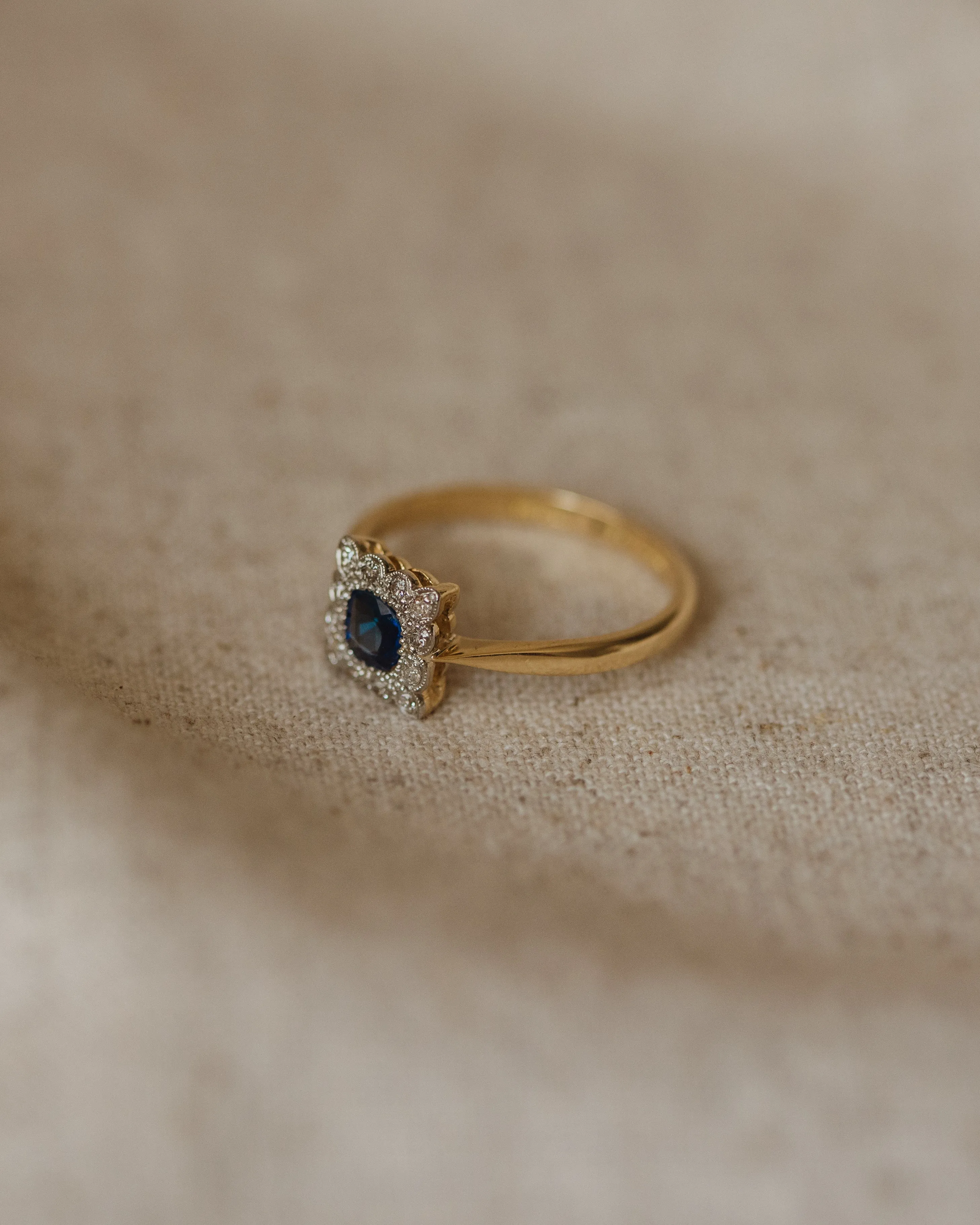 Ernestine Vintage Art Deco 18ct Gold Sapphire & Diamond Ring sold by Rock n Rose product image thumbnail 3