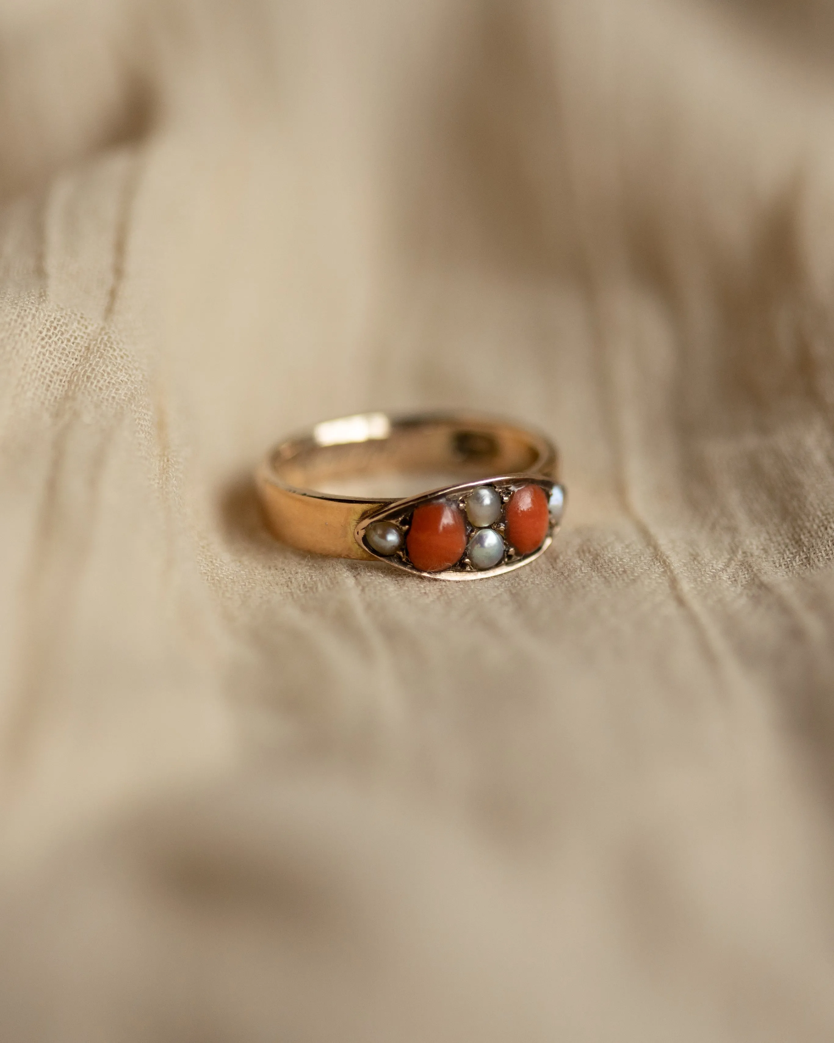 Blanch Antique Victorian 9ct Gold Coral & Pearl Ring sold by Rock n Rose product image thumbnail 4