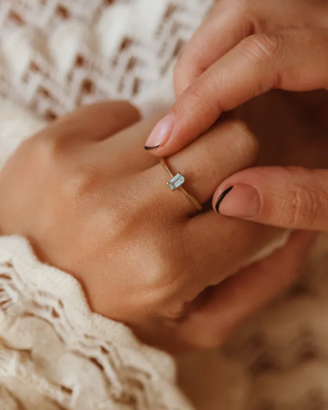 Cora 9ct Gold Aquamarine Ring sold by Rock n Rose