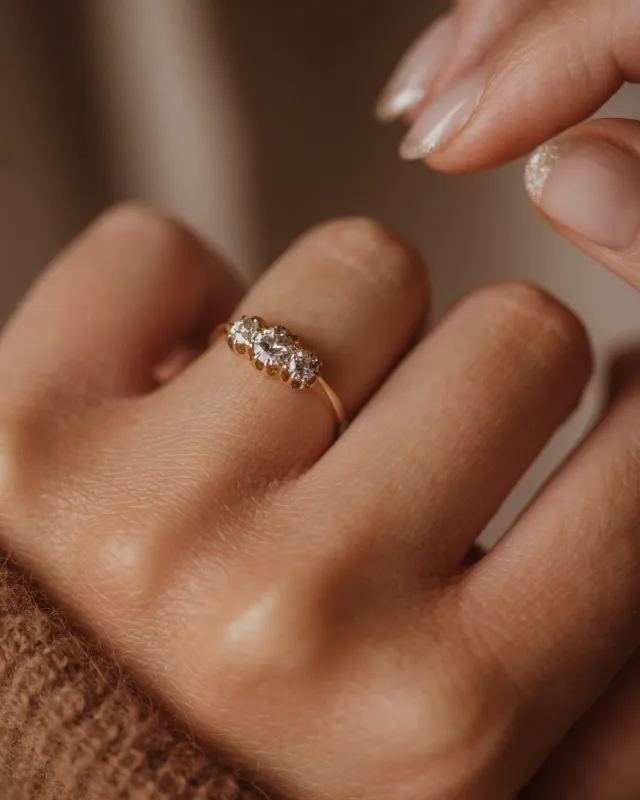 Thomasina 1811 Antique 18ct Gold Old-Cut Diamond Trilogy Ring sold by Rock n Rose
