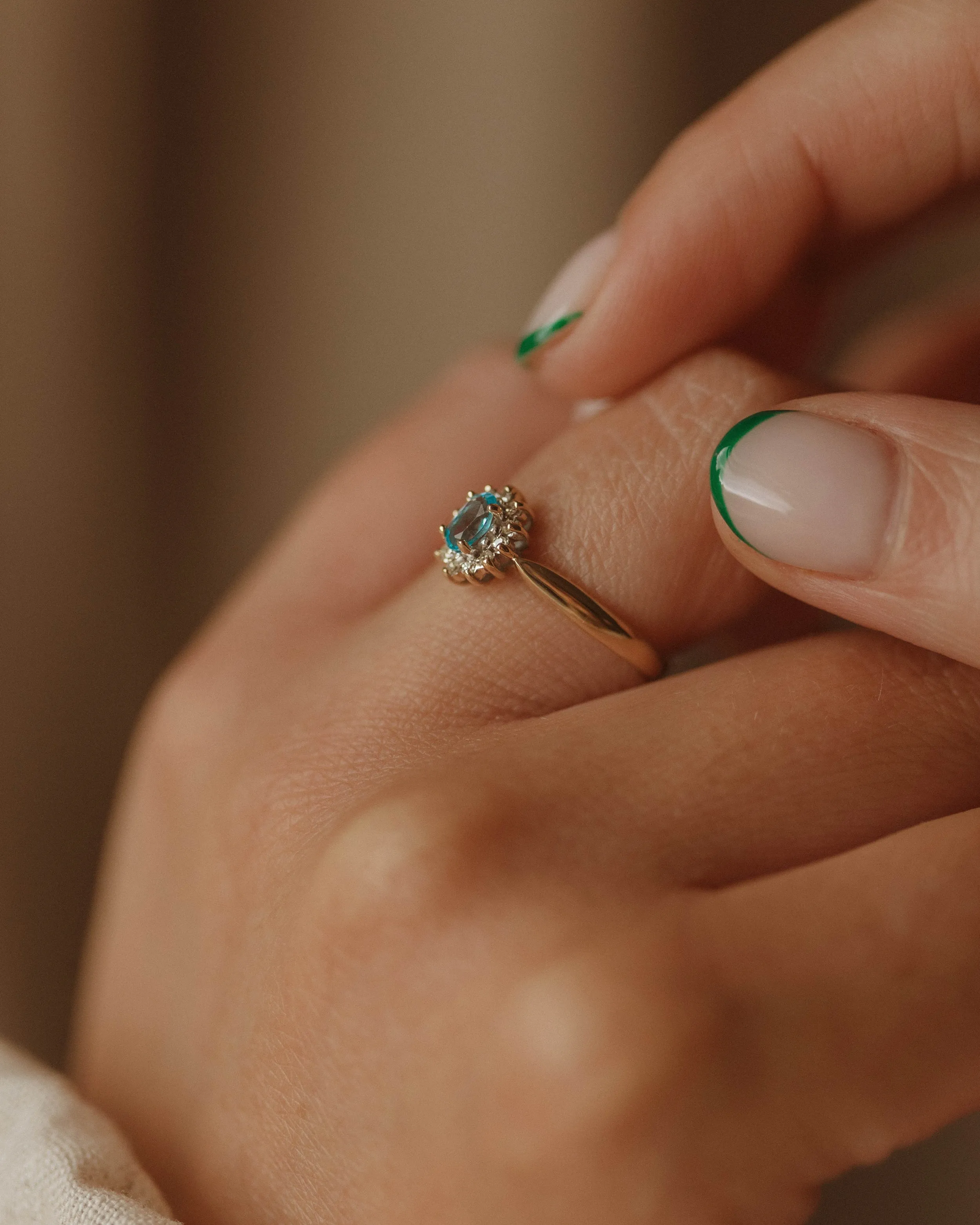 Frances Vintage 9ct Gold Aquamarine & Diamond Ring sold by Rock n Rose product image thumbnail 2