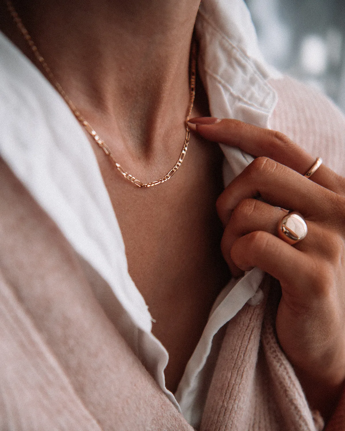 Lois Gold Vermeil Delicate Figaro Chain Necklace sold by Rock n Rose product image thumbnail 3