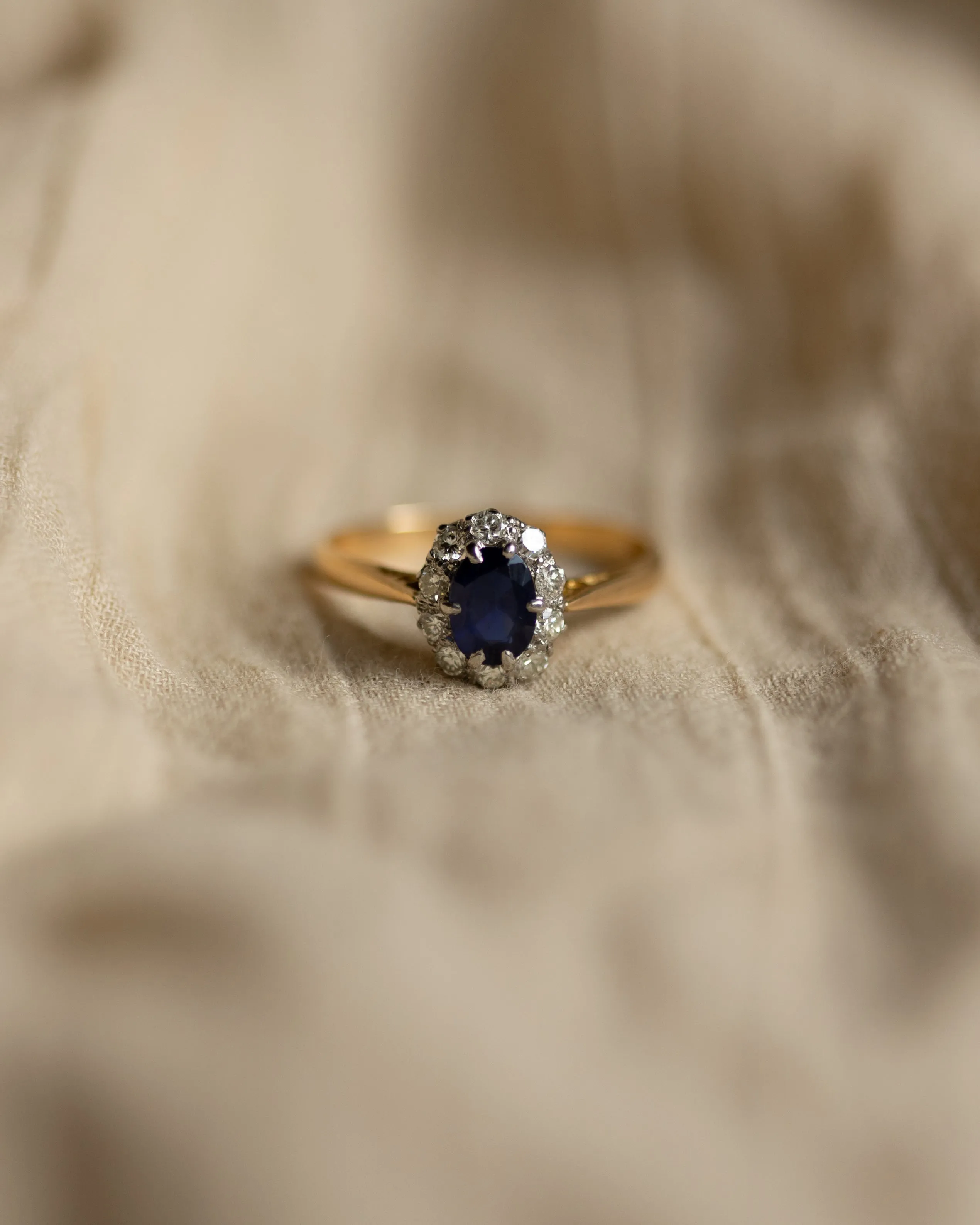 Verona Vintage 18ct Gold Sapphire & Diamond Cluster Ring sold by Rock n Rose product image thumbnail 3