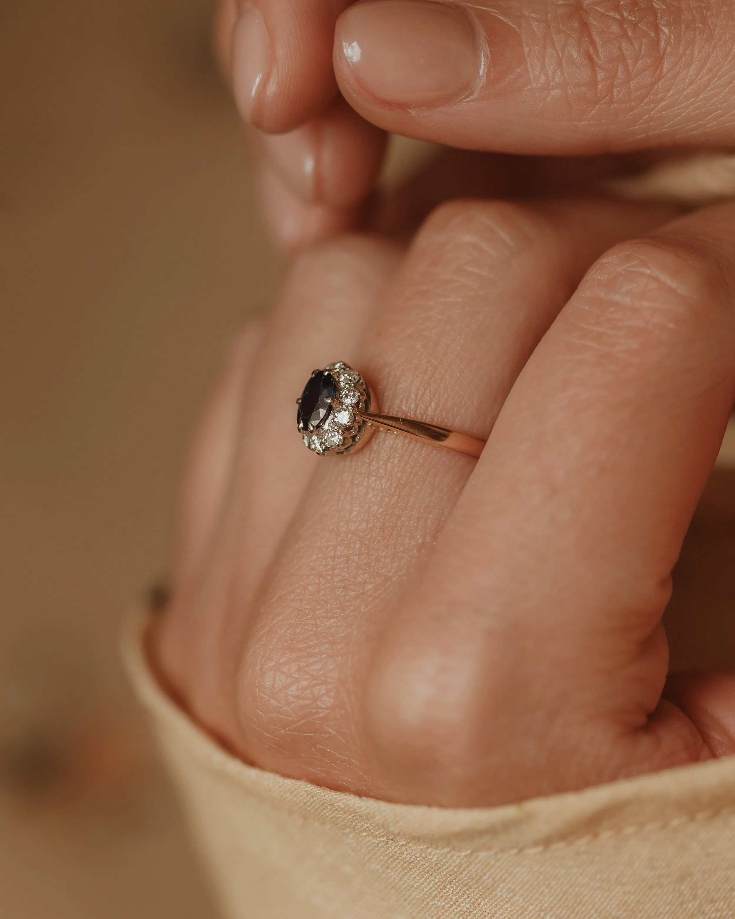 Verona Vintage 18ct Gold Sapphire & Diamond Cluster Ring sold by Rock n Rose product image thumbnail 2