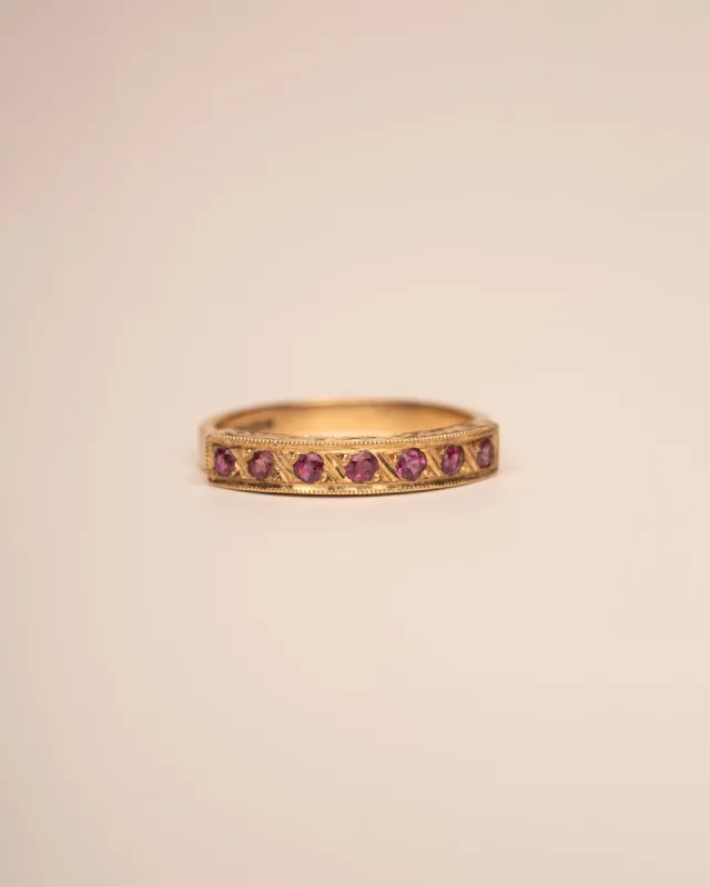 Mamie 9ct Gold Ruby Half Eternity Ring sold by Rock n Rose