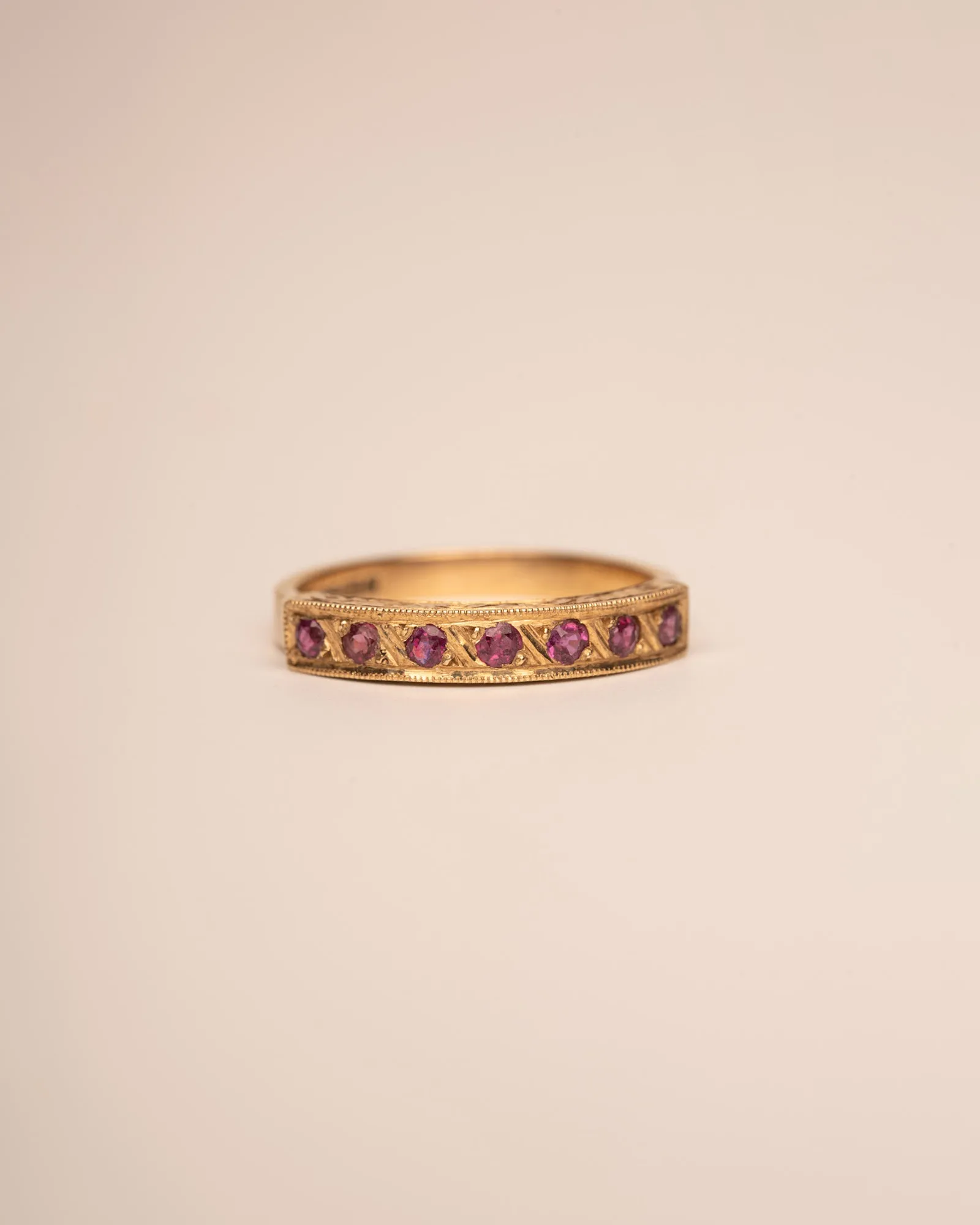 Mamie 9ct Gold Ruby Half Eternity Ring sold by Rock n Rose