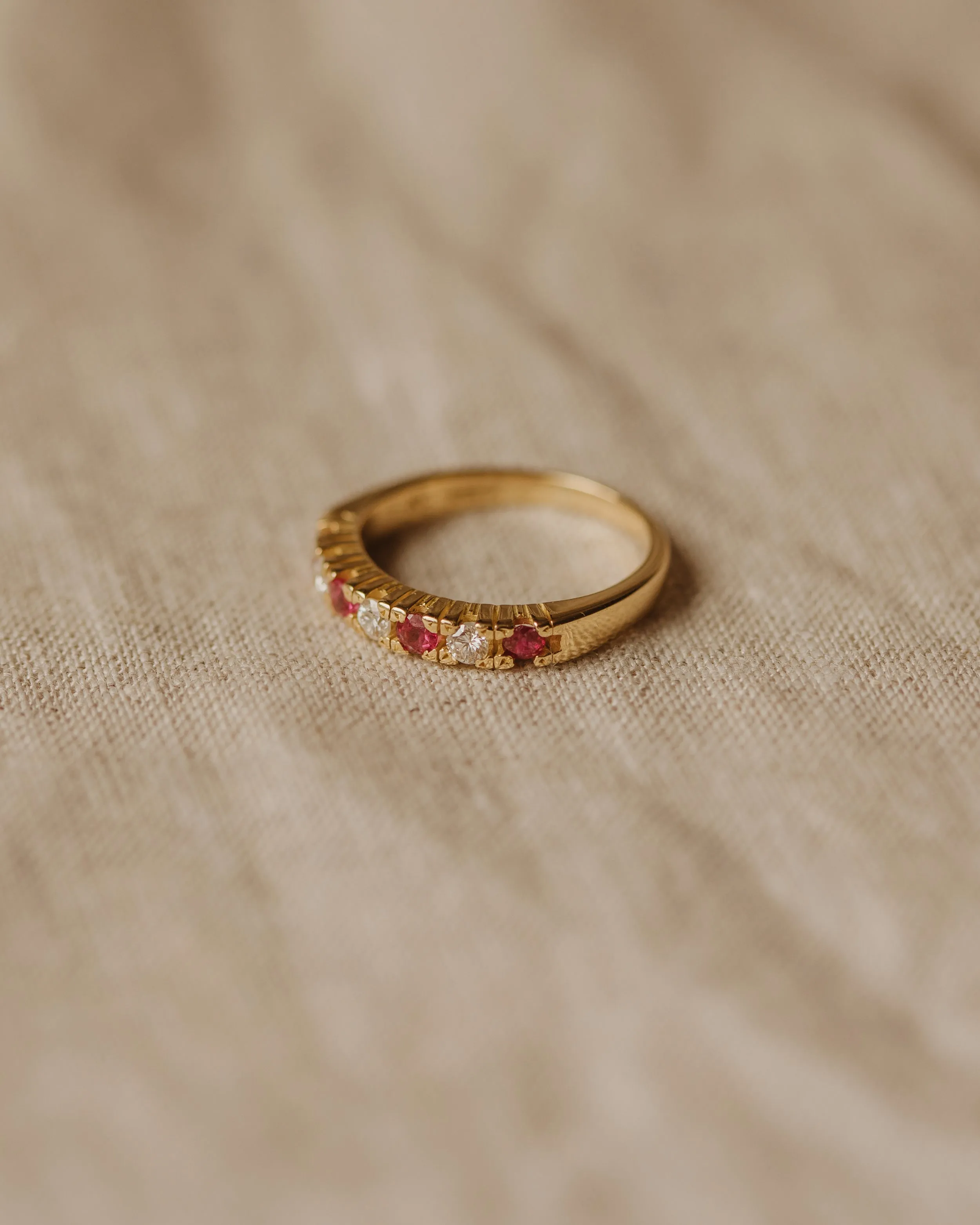 Anais Vintage 18ct Gold Ruby & Diamond Half Eternity Ring sold by Rock n Rose product image thumbnail 3