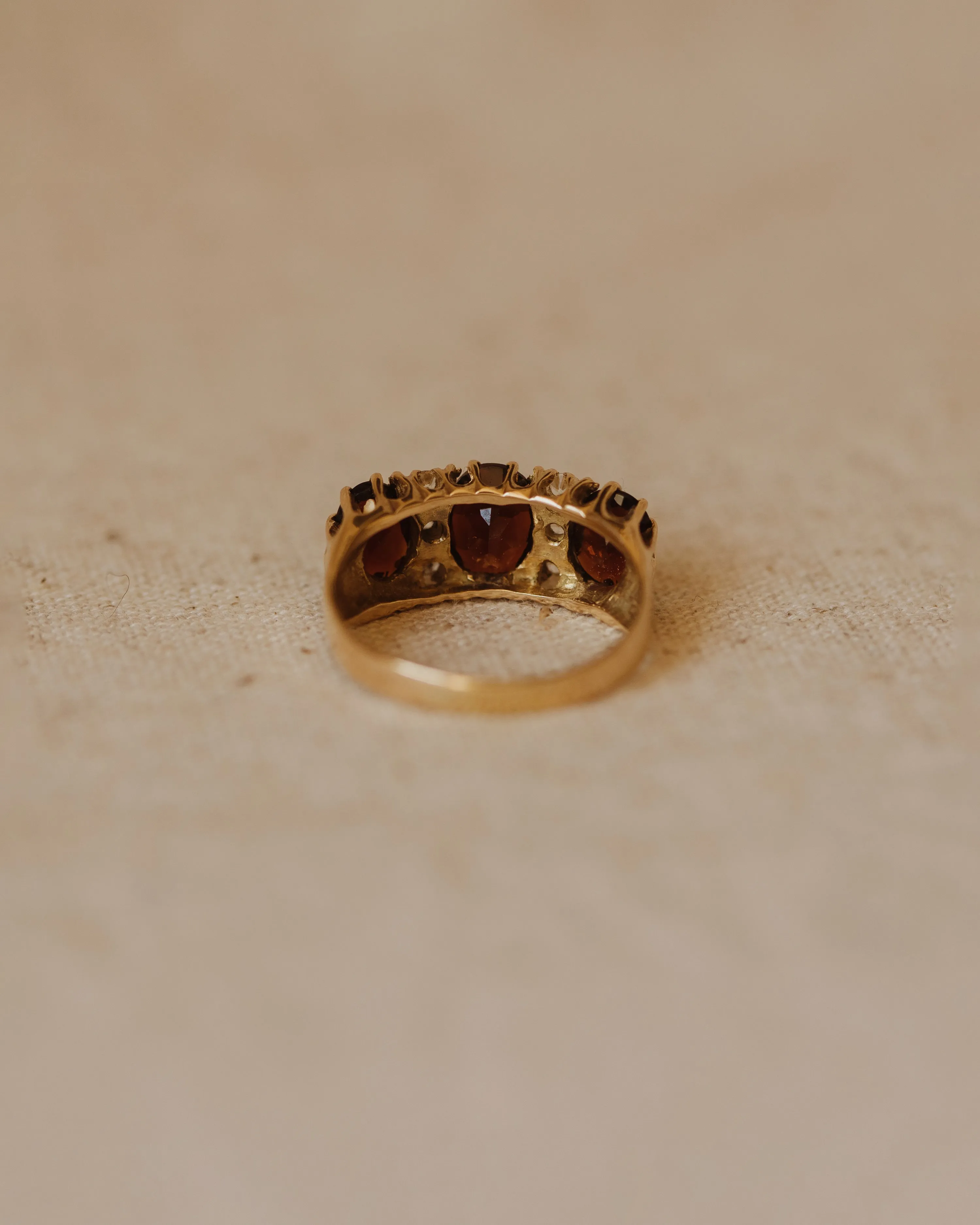 Alfreda 1980 9ct Gold Garnet Trilogy Ring sold by Rock n Rose product image thumbnail 4