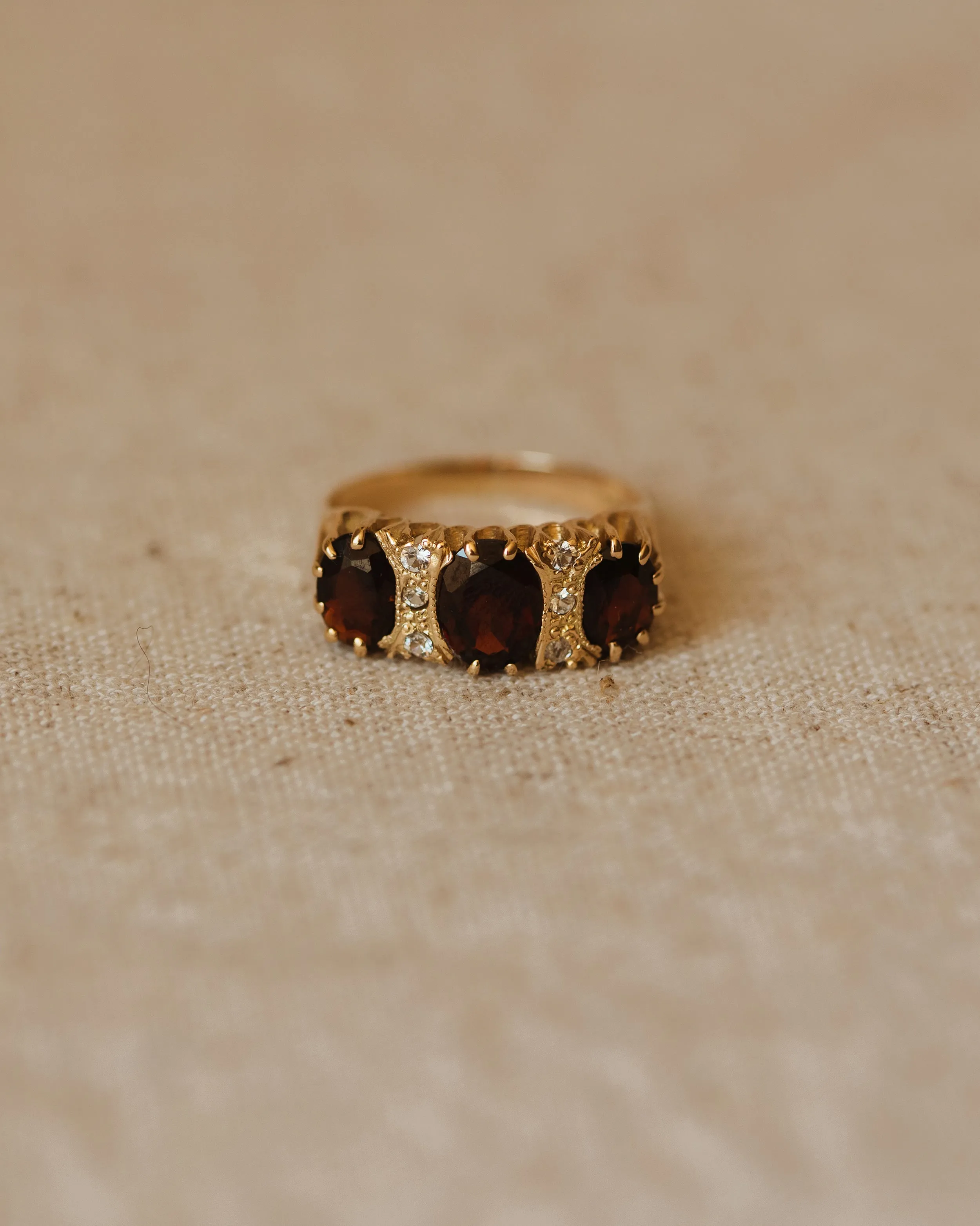 Alfreda 1980 9ct Gold Garnet Trilogy Ring sold by Rock n Rose product image thumbnail 2