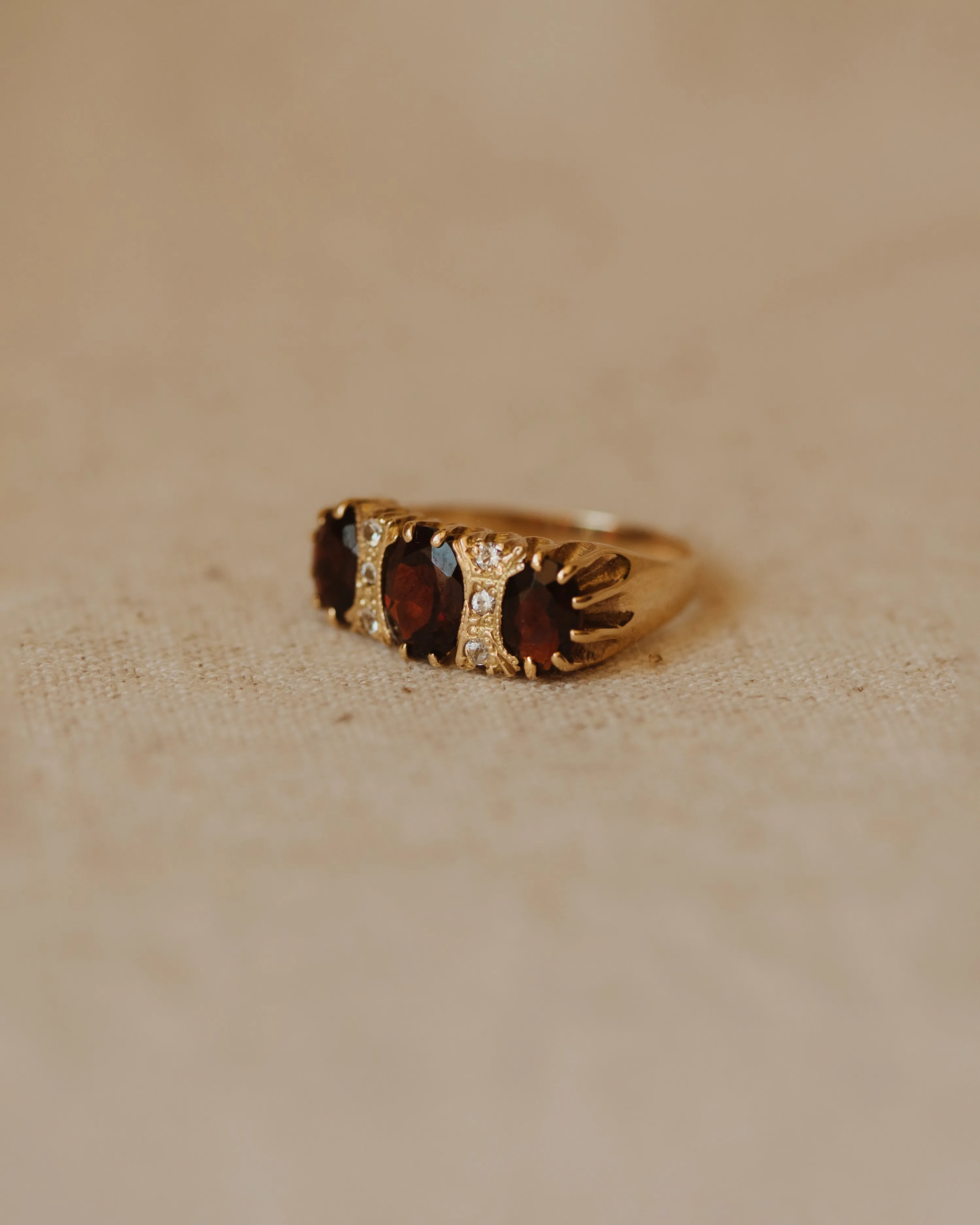 Alfreda 1980 9ct Gold Garnet Trilogy Ring sold by Rock n Rose product image thumbnail 3