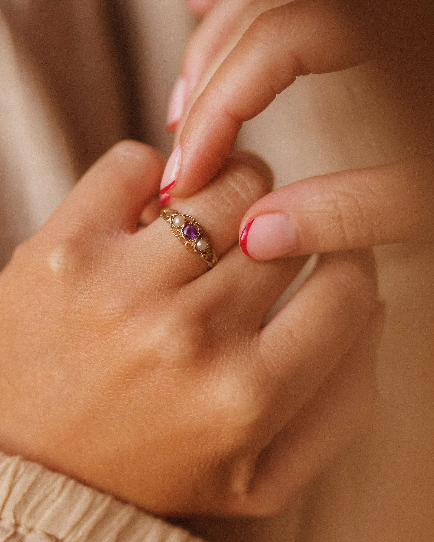 Thomasina 9ct Gold Amethyst & Pearl Ring sold by Rock n Rose product image thumbnail 2