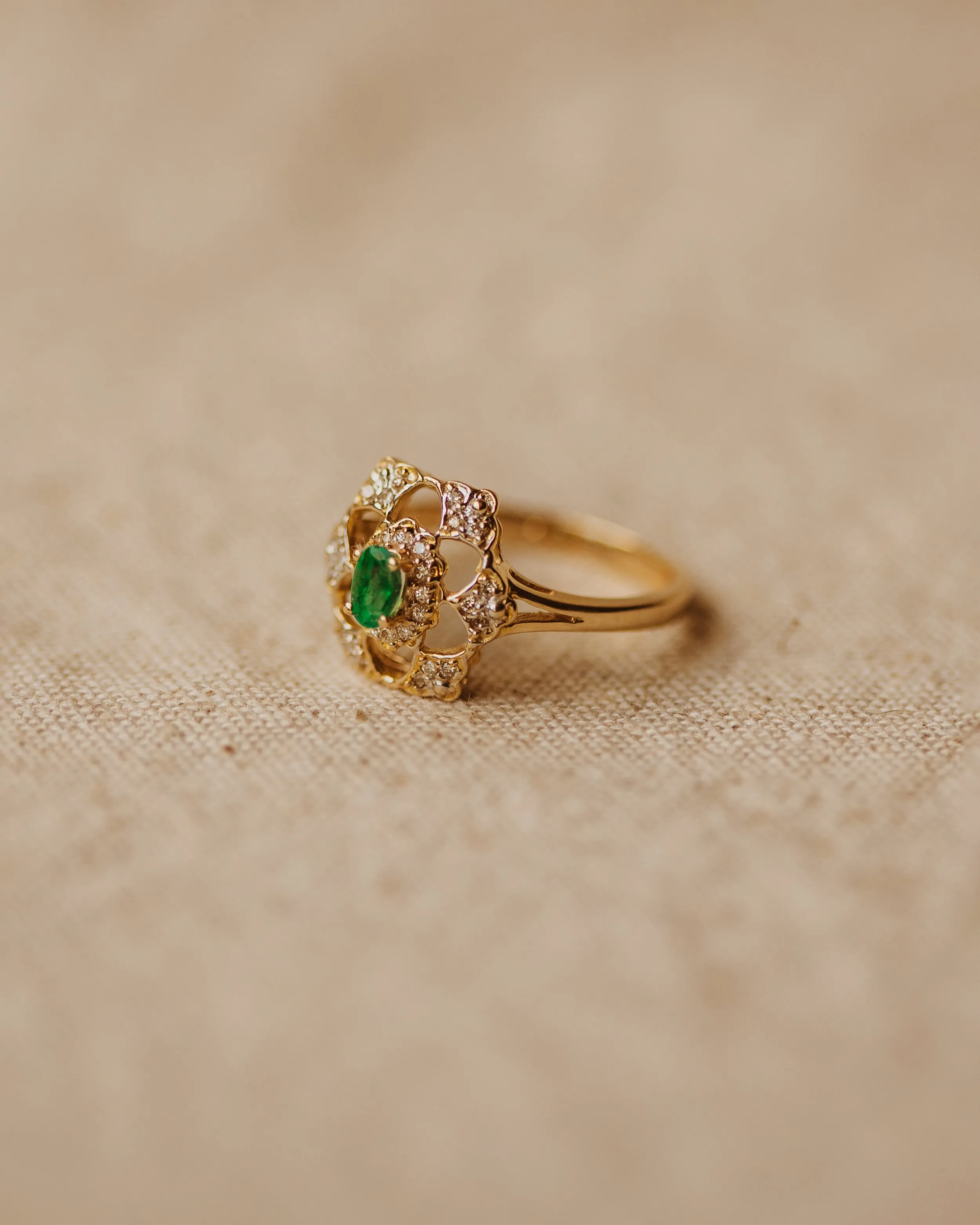 Maud Vintage 14ct Gold Emerald & Diamond Ring sold by Rock n Rose product image thumbnail 4