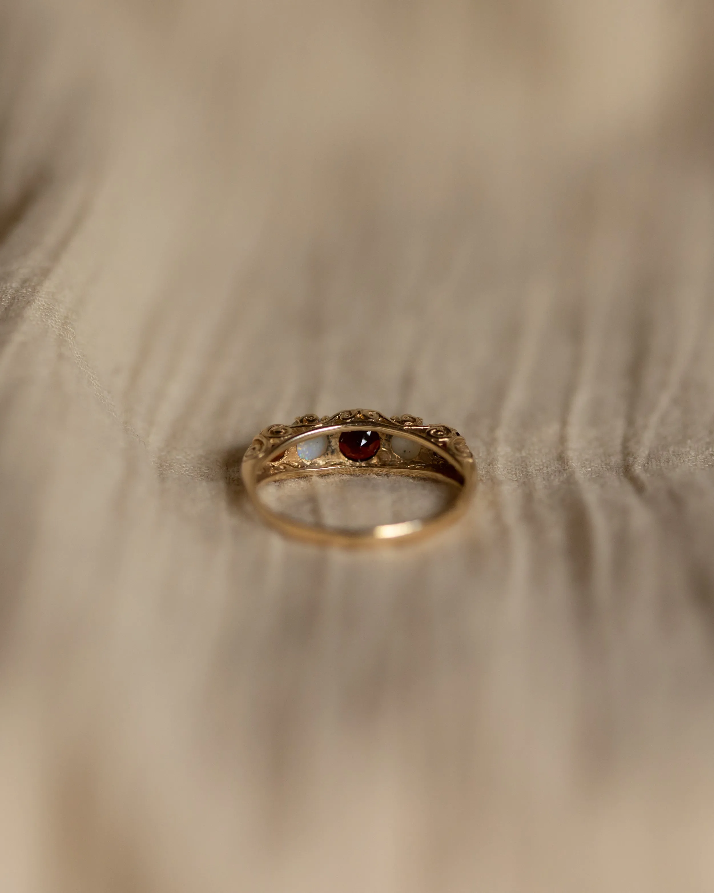 Lavinia Vintage 9ct Gold Opal & Garnet Five Stone Ring sold by Rock n Rose product image thumbnail 5