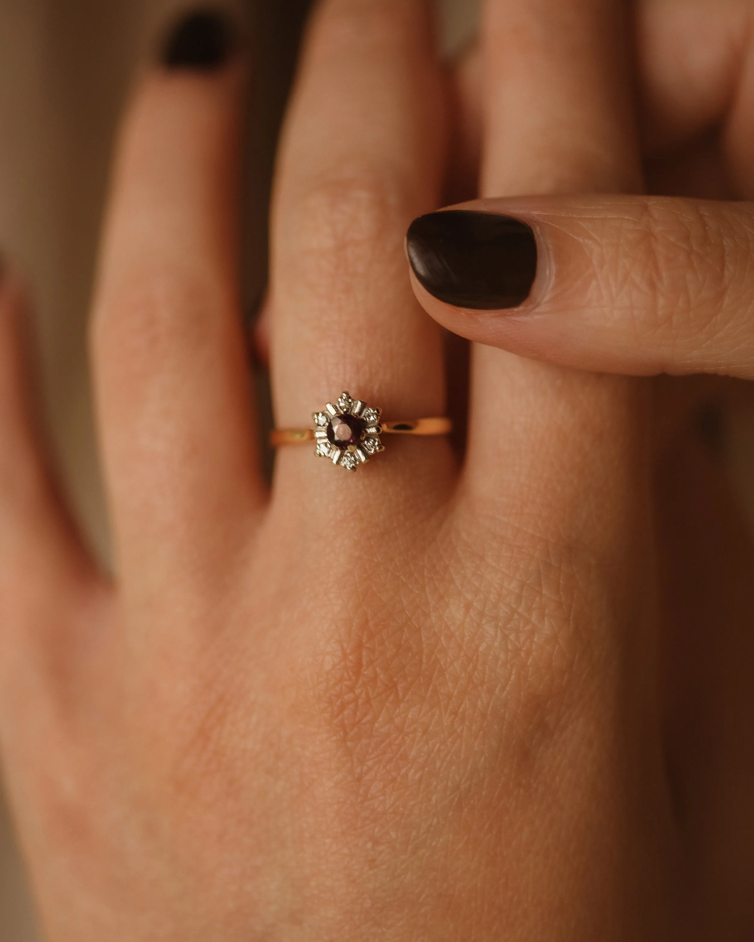 Bonnie Vintage 9ct Gold Amethyst & Diamond Ring sold by Rock n Rose