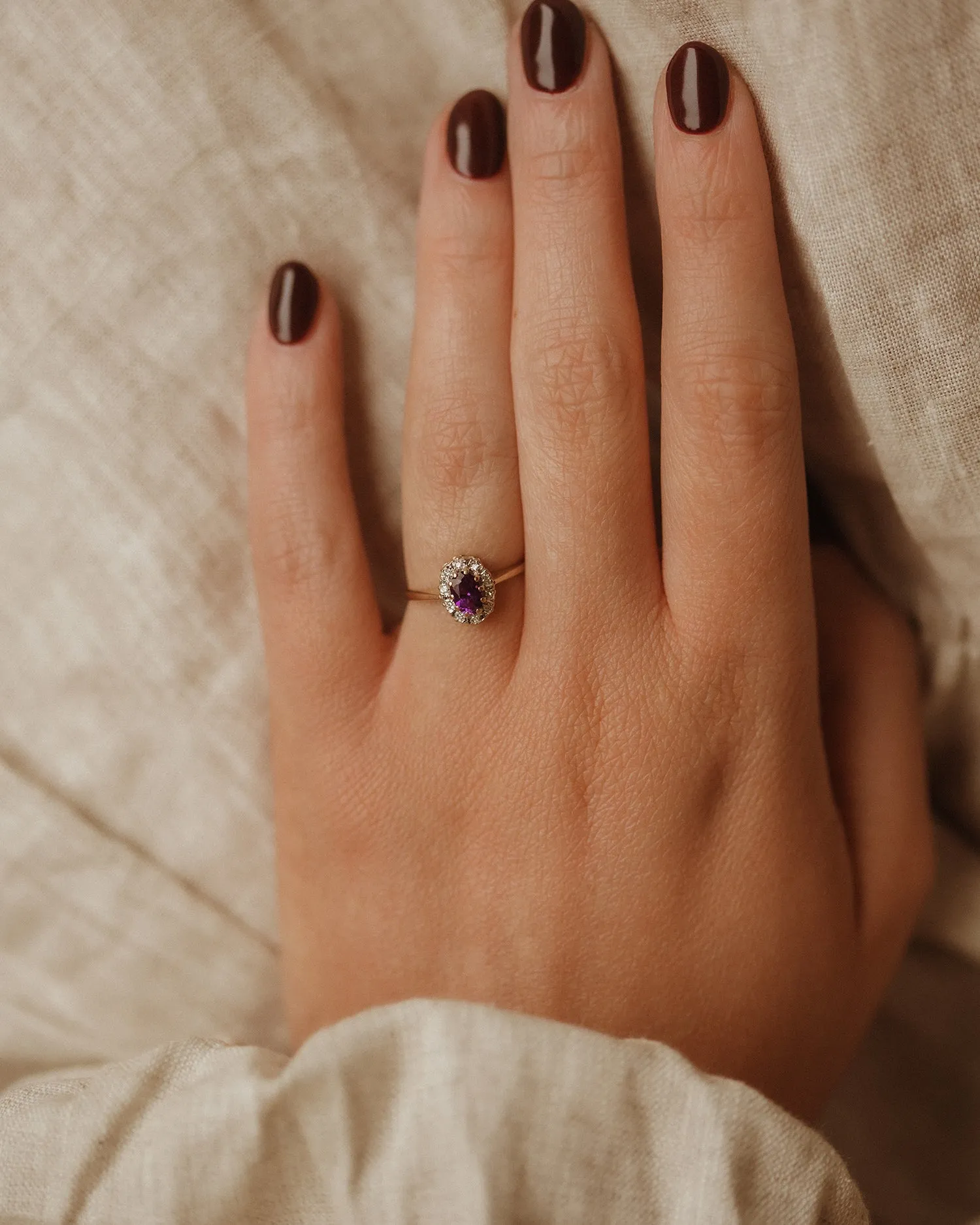 Emmeline 9ct Gold Vintage Amethyst & Diamond Ring sold by Rock n Rose product image thumbnail 2