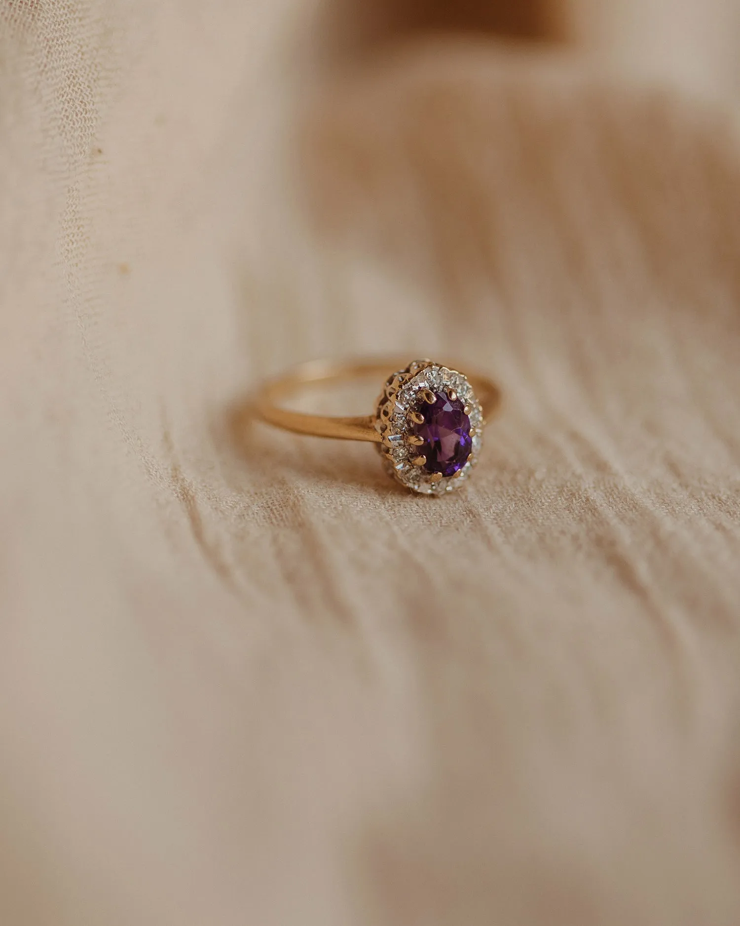 Emmeline 9ct Gold Vintage Amethyst & Diamond Ring sold by Rock n Rose product image thumbnail 3