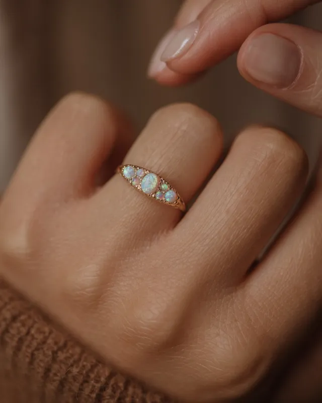 Bessie Vintage 9ct Gold Opal Seven Stone Ring sold by Rock n Rose