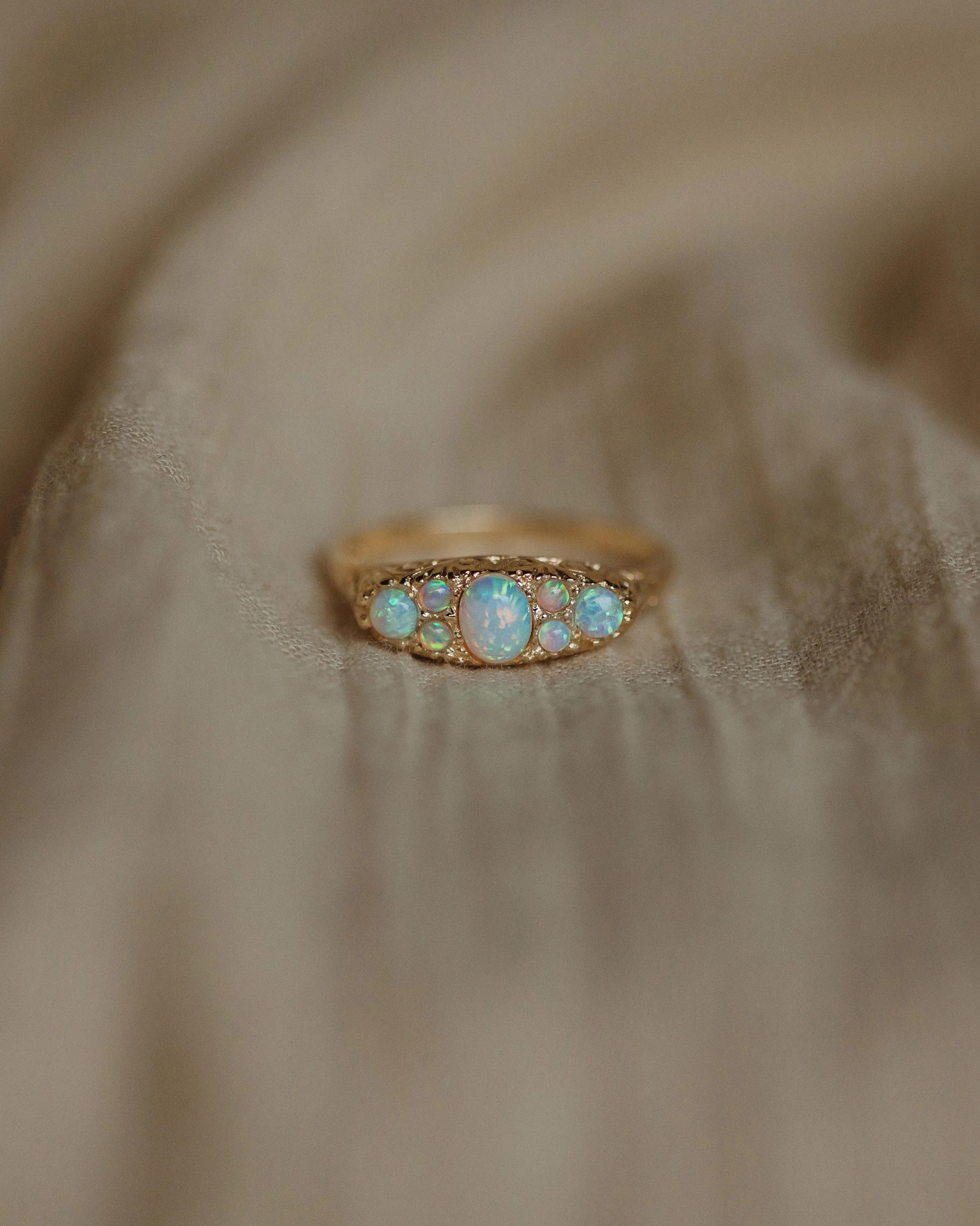 Bessie Vintage 9ct Gold Opal Seven Stone Ring sold by Rock n Rose product image thumbnail 4