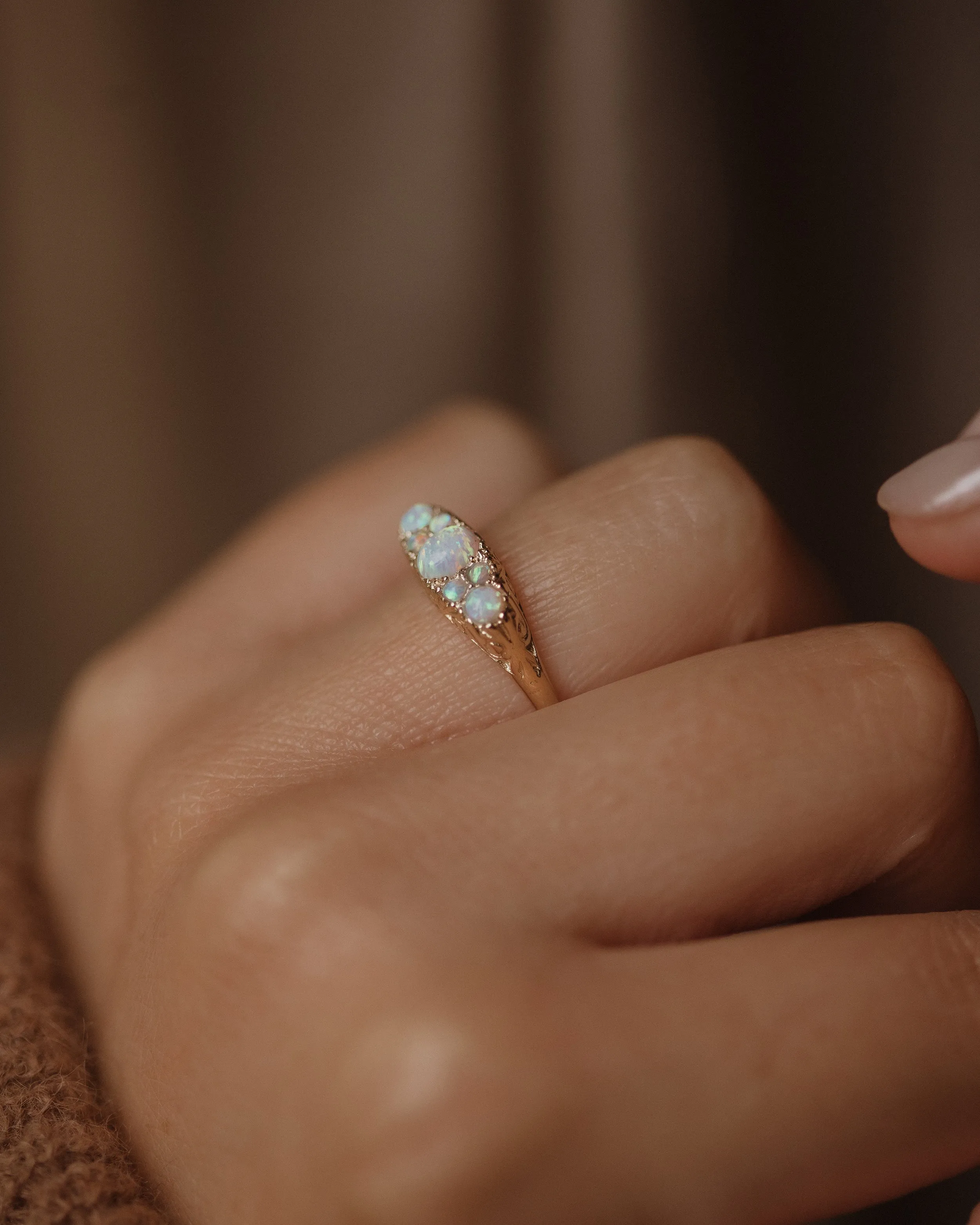 Bessie Vintage 9ct Gold Opal Seven Stone Ring sold by Rock n Rose product image thumbnail 3