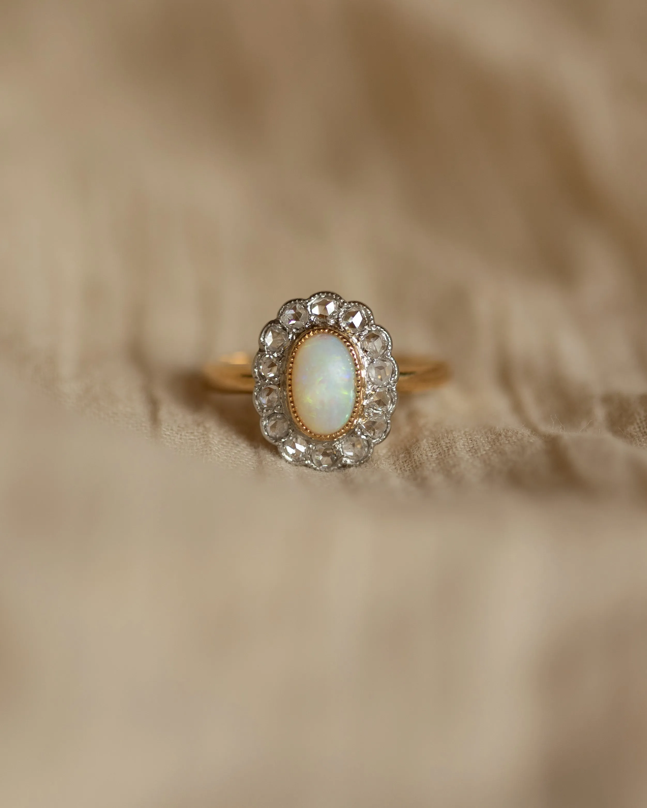 Fenella Antique 18ct Gold Opal & Diamond Cluster Ring sold by Rock n Rose product image thumbnail 3