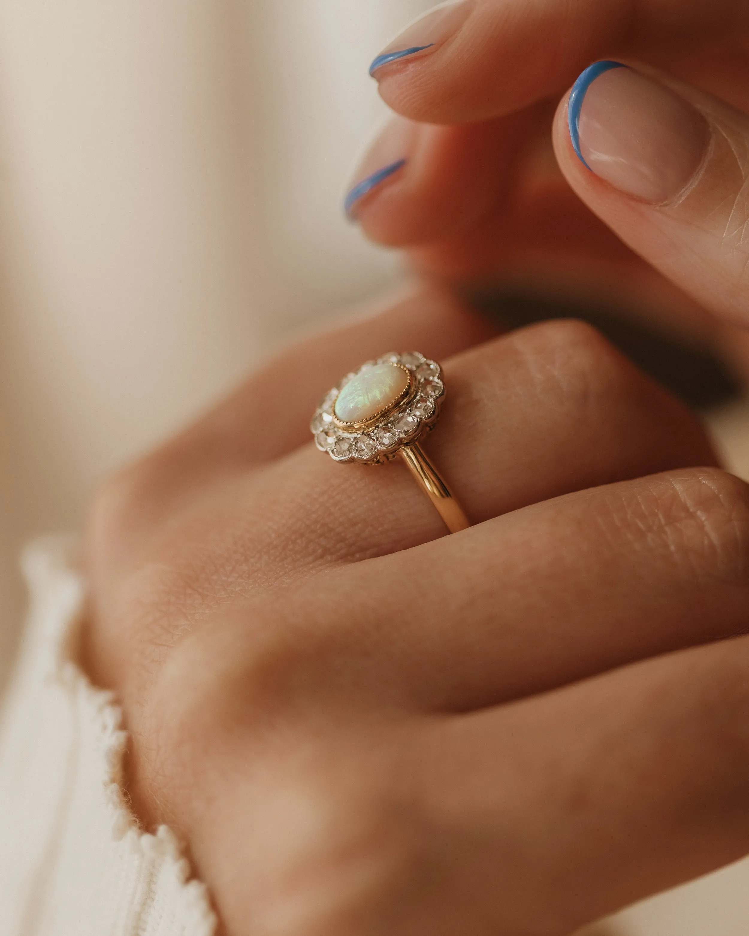 Fenella Antique 18ct Gold Opal & Diamond Cluster Ring sold by Rock n Rose product image thumbnail 2