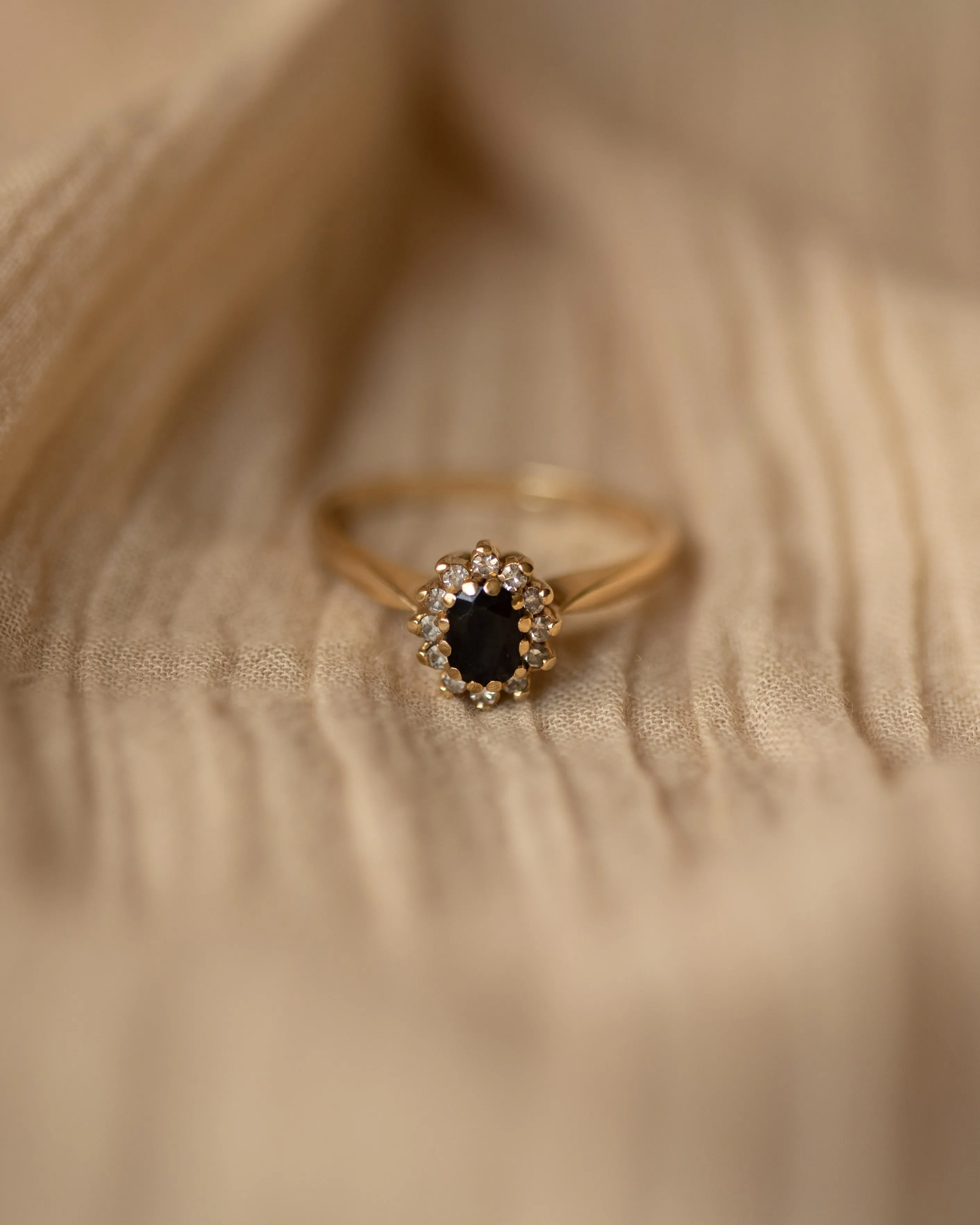 Anna 1983 Vintage 9ct Gold Sapphire & Diamond Cluster Ring sold by Rock n Rose product image thumbnail 3