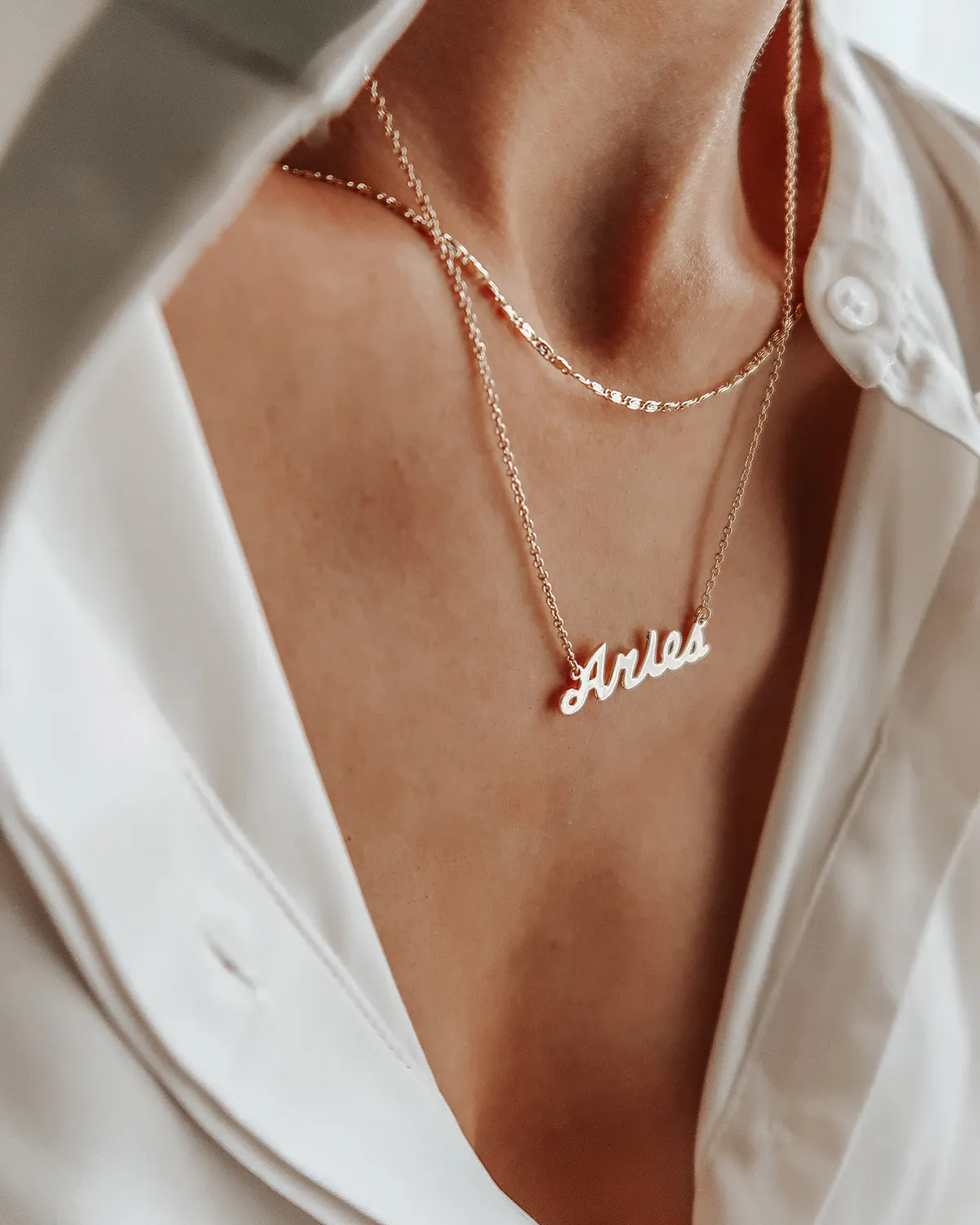 Aries Zodiac Nameplate Necklace sold by Rock n Rose