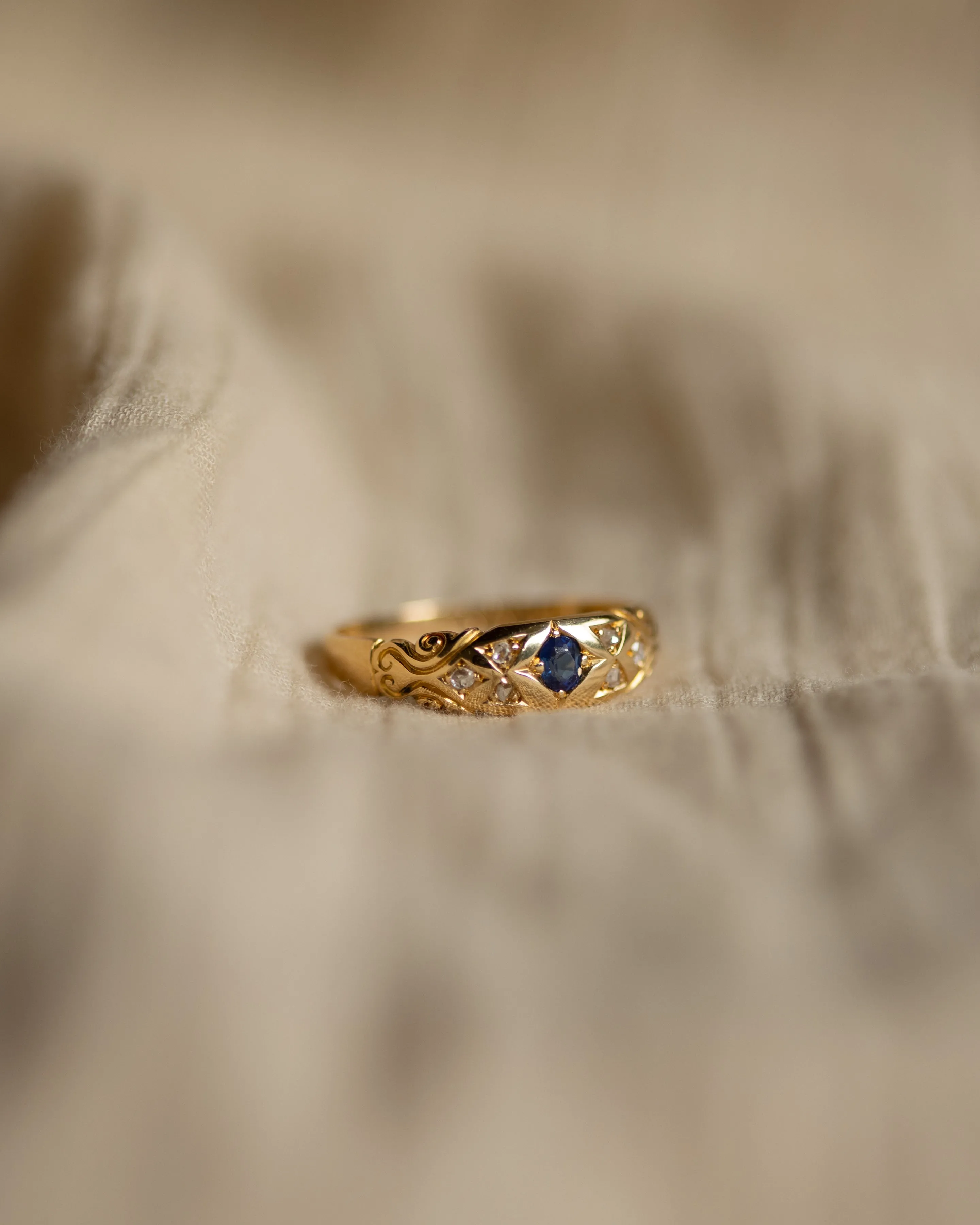 Ethel 1911 Antique 18ct Gold Sapphire & Diamond Ring sold by Rock n Rose product image thumbnail 4