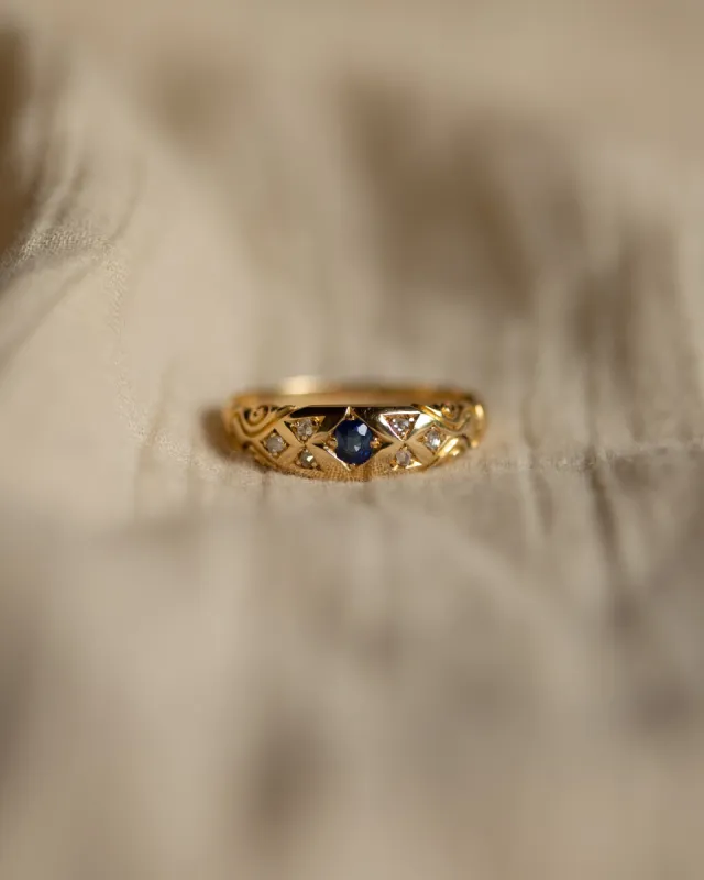 Ethel 1911 Antique 18ct Gold Sapphire & Diamond Ring sold by Rock n Rose
