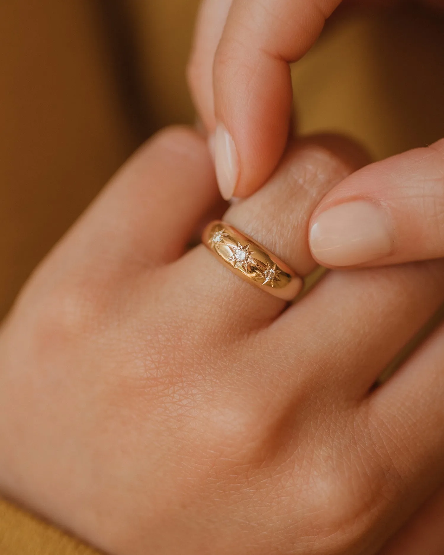 Claudie Vintage 9ct Gold Star Set Diamond Gypsy Ring sold by Rock n Rose