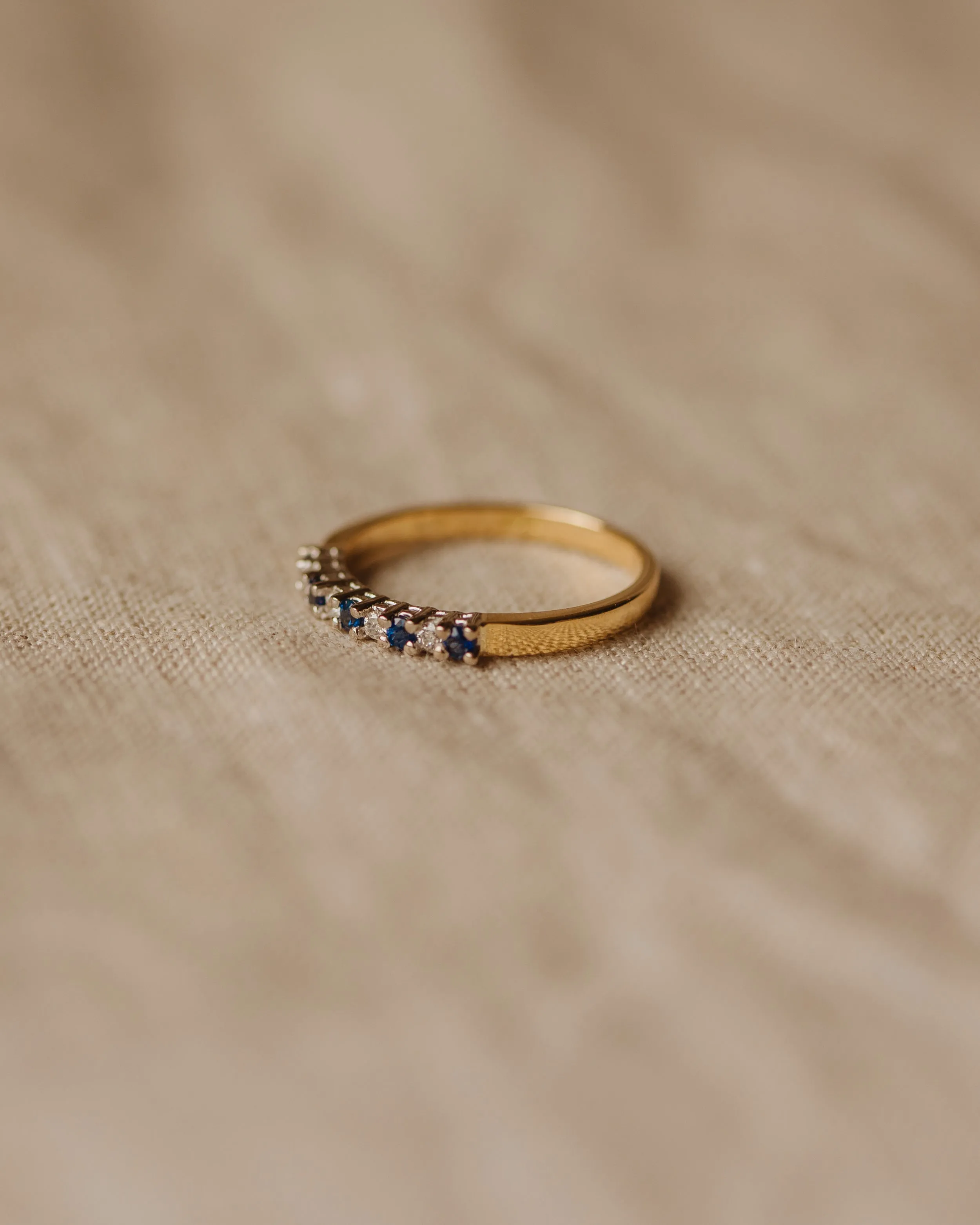 Jessie 18ct Gold Sapphire & Diamond Half Eternity Ring sold by Rock n Rose product image thumbnail 3