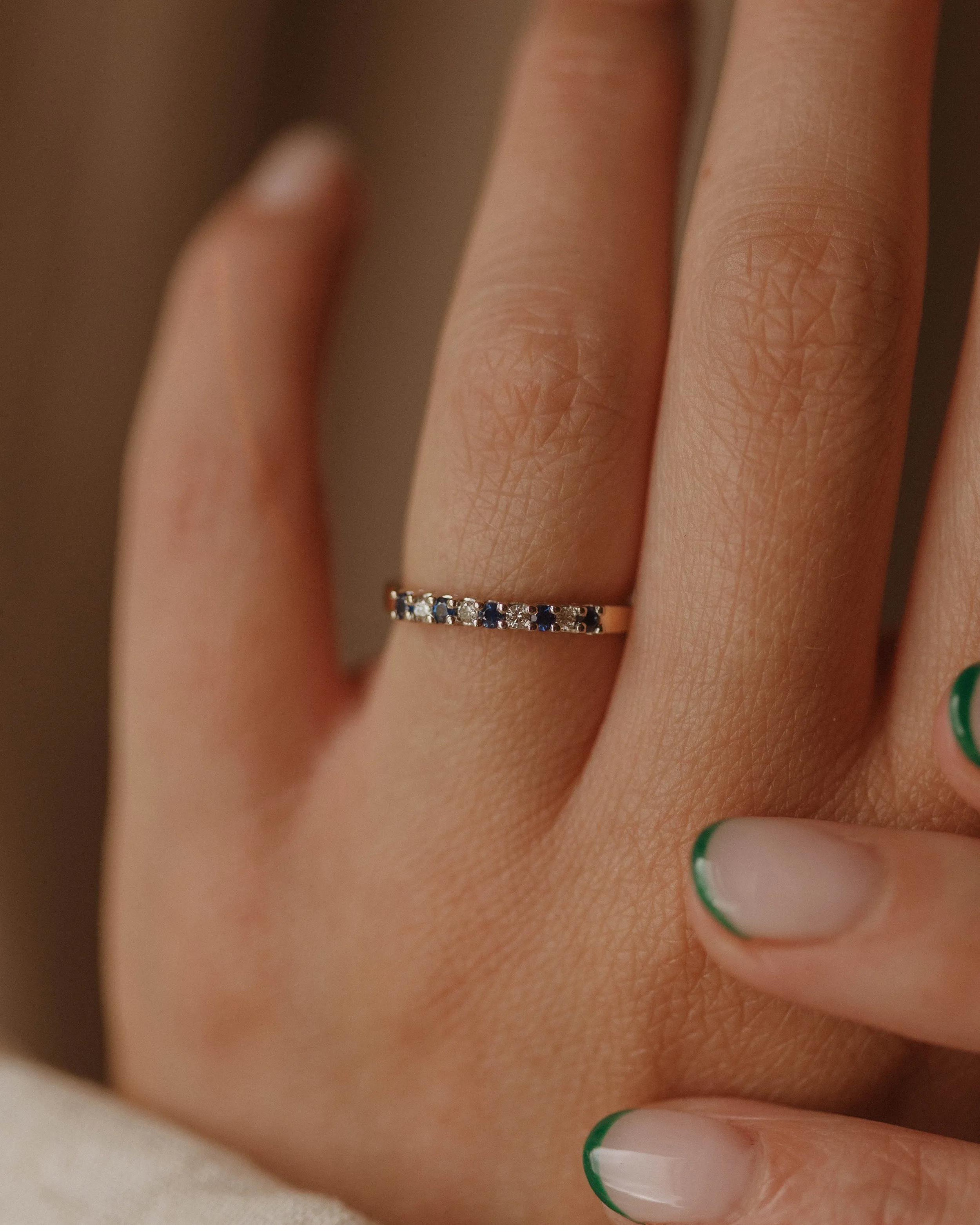 Jessie 18ct Gold Sapphire & Diamond Half Eternity Ring sold by Rock n Rose product image thumbnail 5