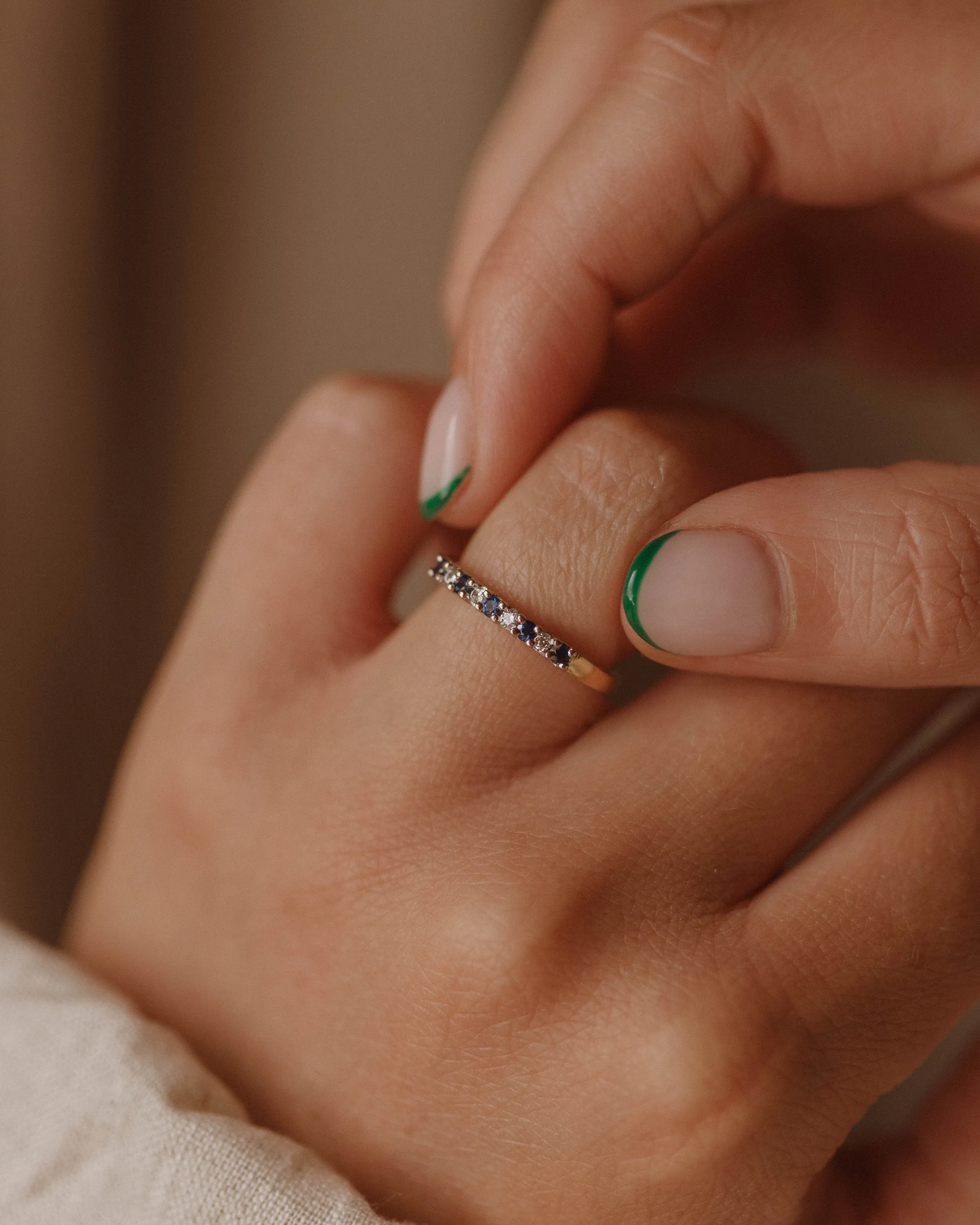 Jessie 18ct Gold Sapphire & Diamond Half Eternity Ring sold by Rock n Rose product image thumbnail 2