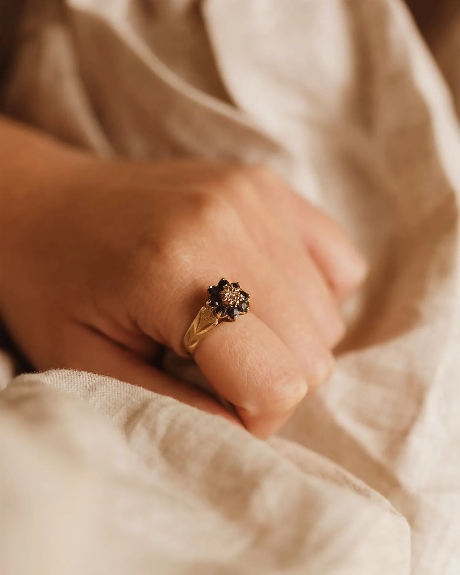 Gladys 9ct Gold Sapphire & Diamond Ring sold by Rock n Rose product image thumbnail 2